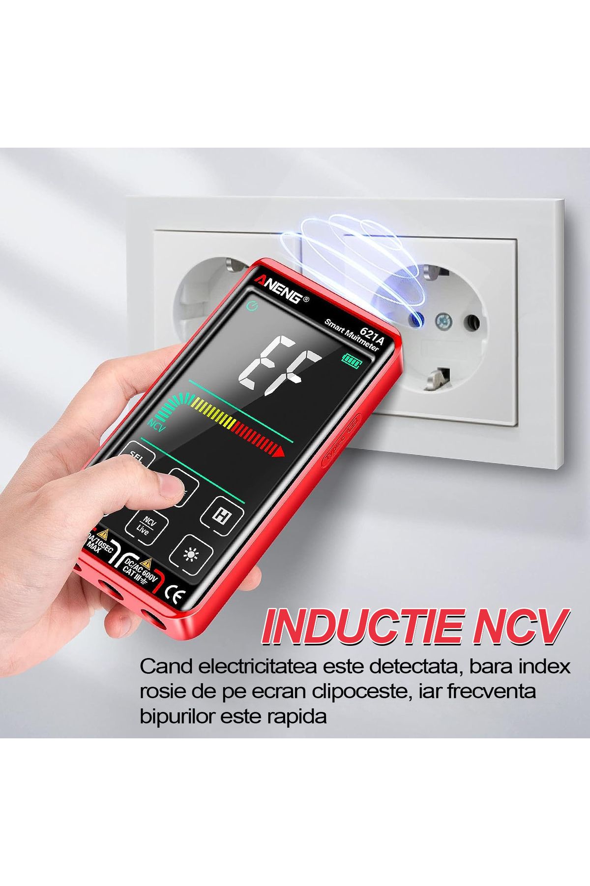 Vittalist-Digital Multimeter, Lcd Screen, Automatic Warning And Detection, Dc/ac Current Measurement, Red 5