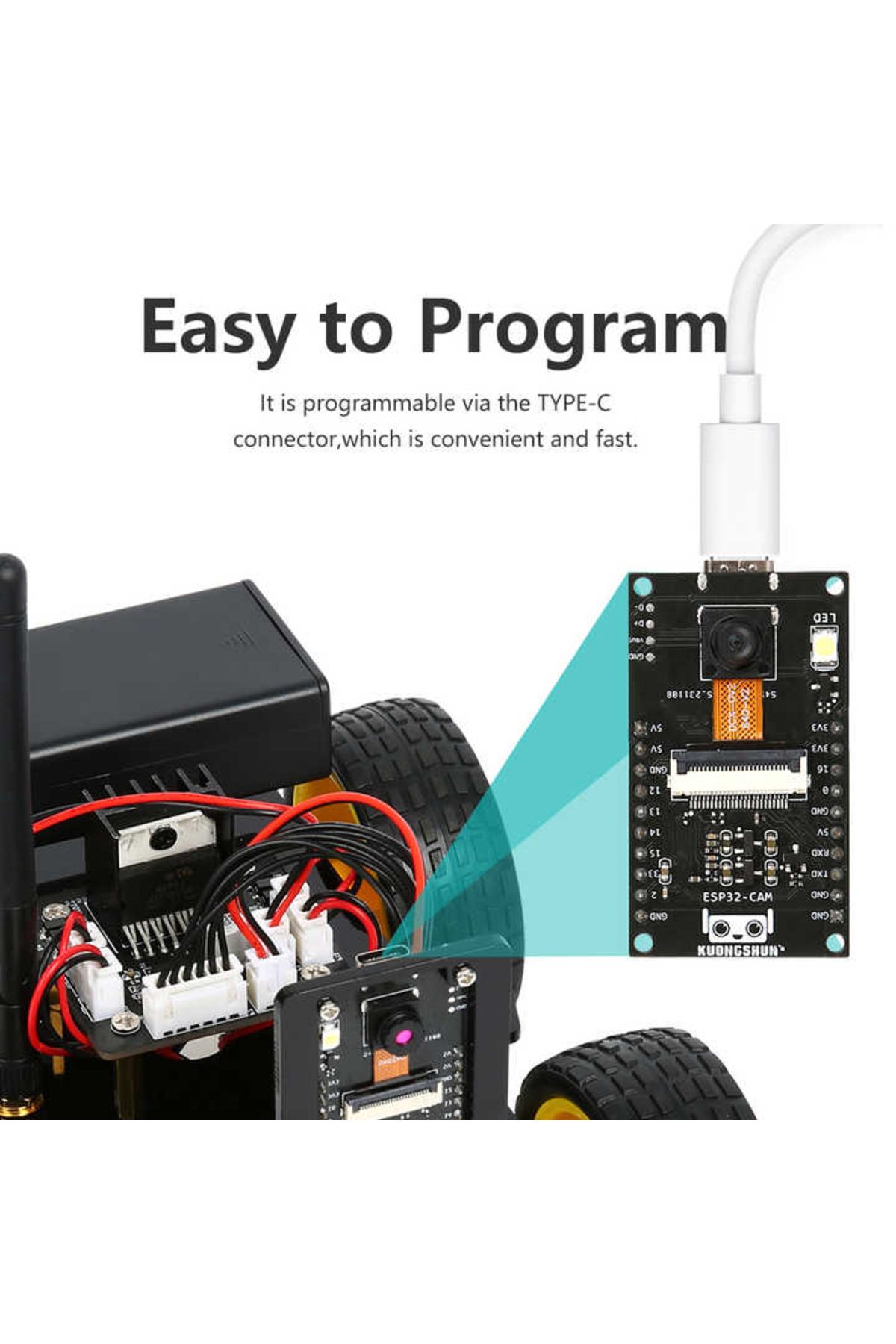 ROBOFUN-ESP32 CAM 4WD Robotic Car Kit with WiFi Control 6