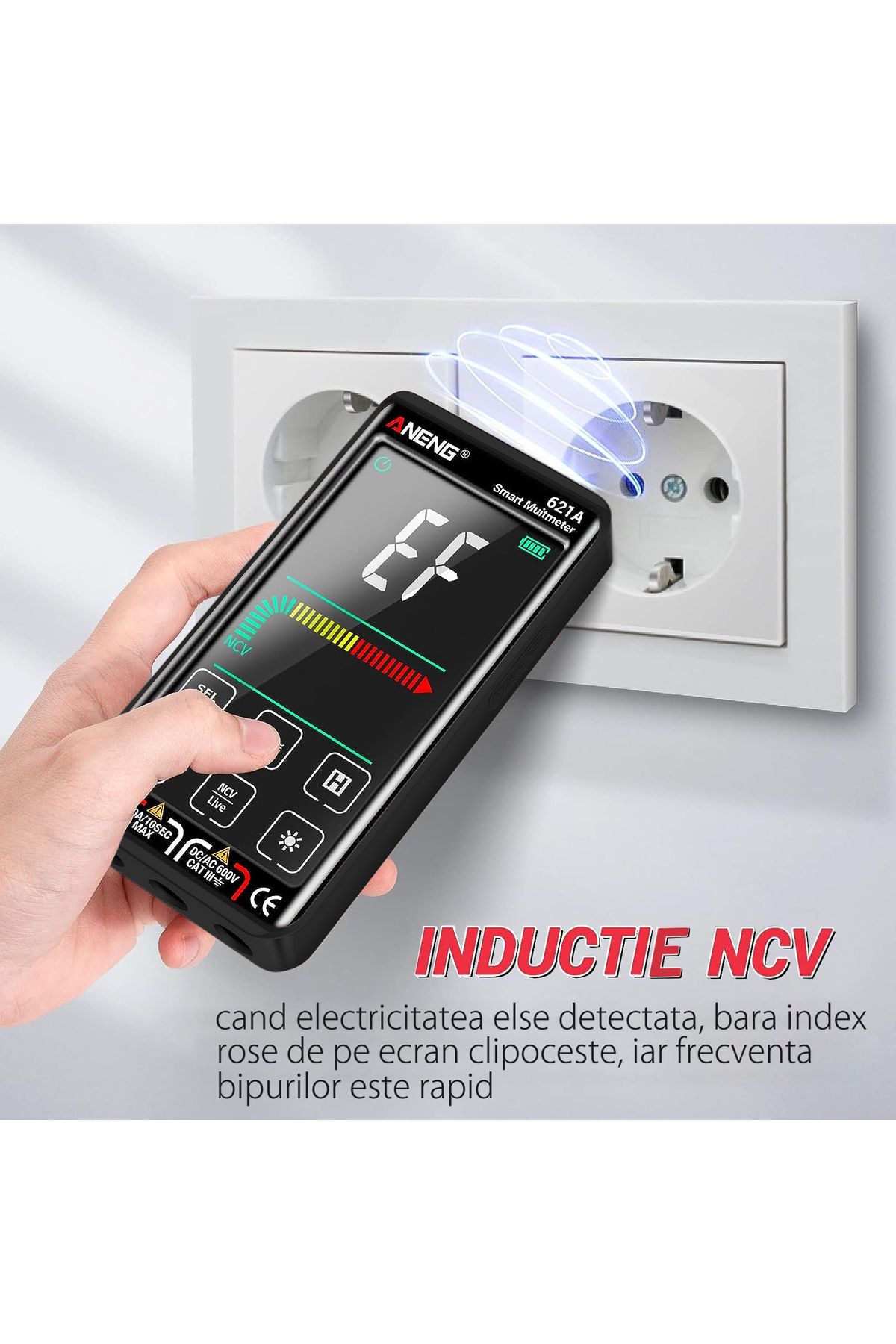 Vittalist-Multimetru digital, ecran LCD, avertizare și detectare automată, măsurare curent DC/AC, negru 5