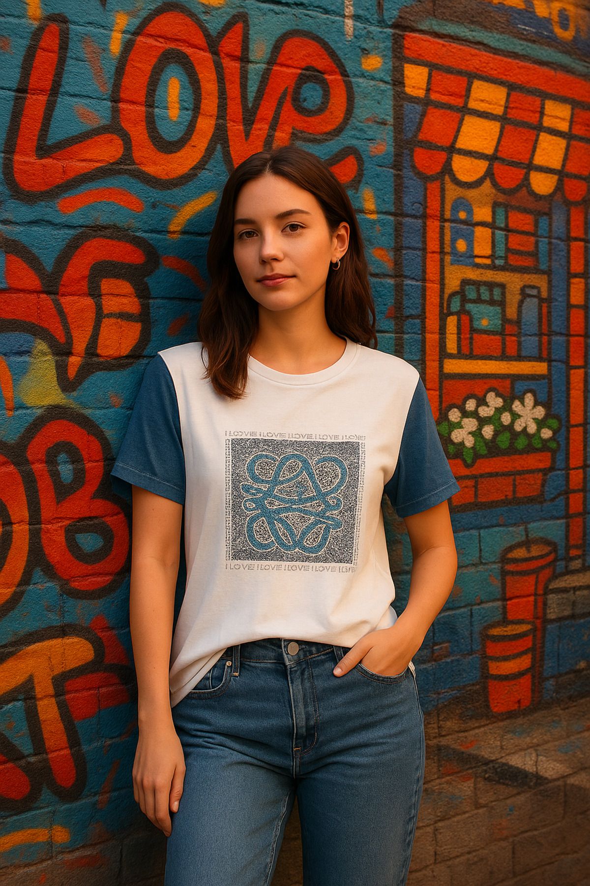 Stilim Kolları kot T-shirt