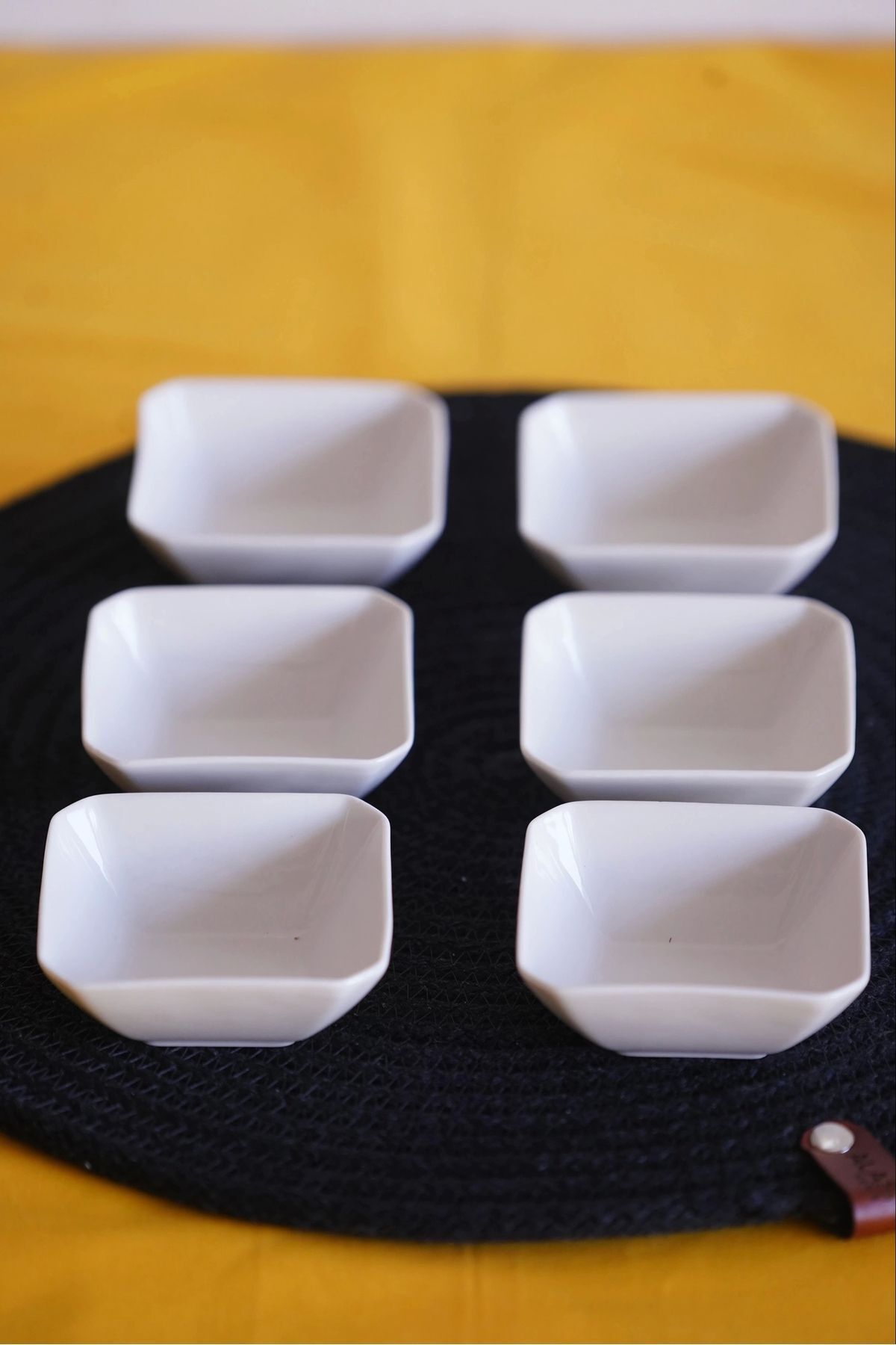 devigo 6’lı Beyaz Porselen Mini Sosluk – Kare Form 7x7 cm Çerezlik Kase