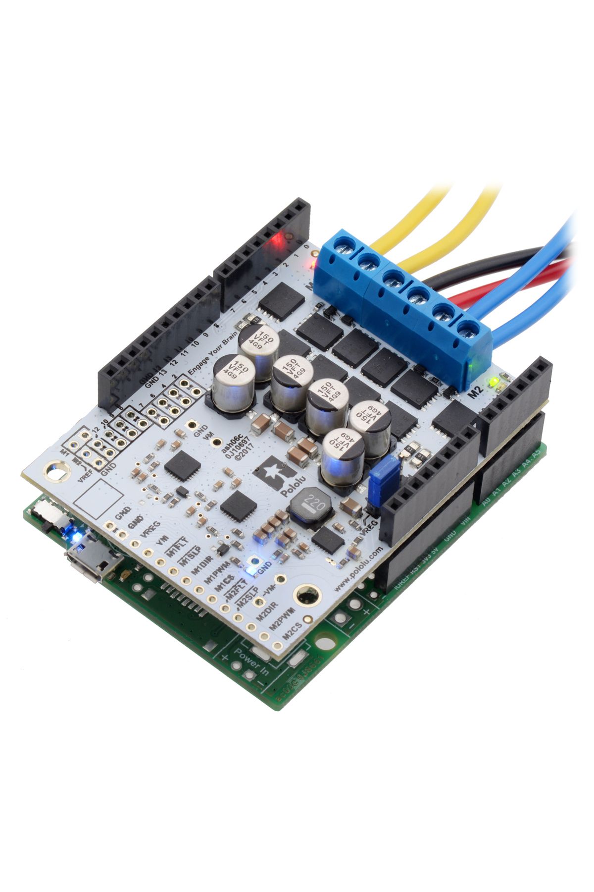 Pololu-Dual G2 High-Power Motor Driver 24v18 Shield for Arduino 4