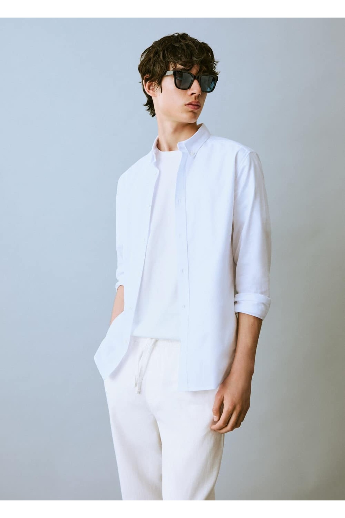 Büzgülü keten pantolon