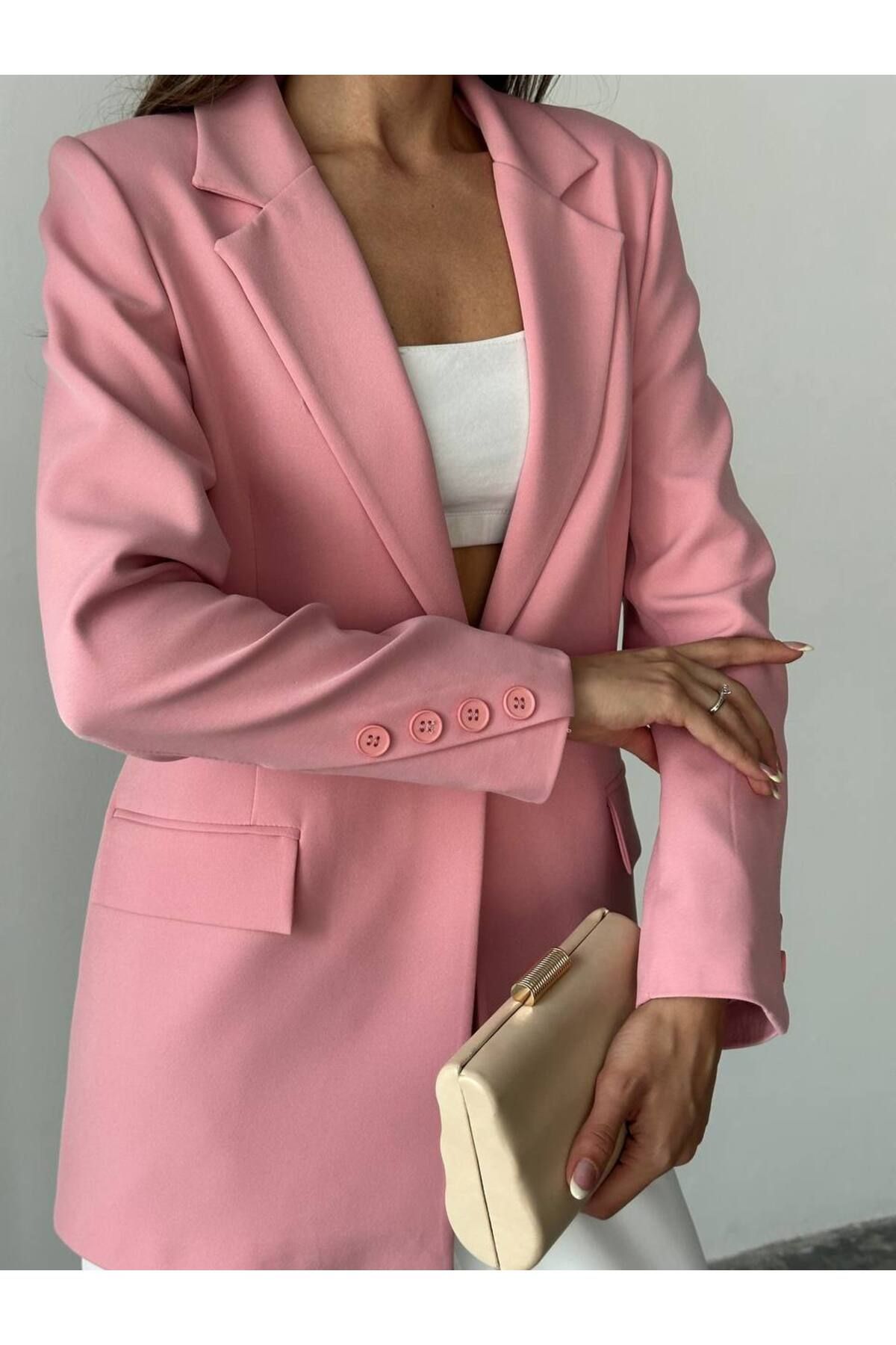 ENZOI Keten Kruvaze Yaka Blazer Ceket