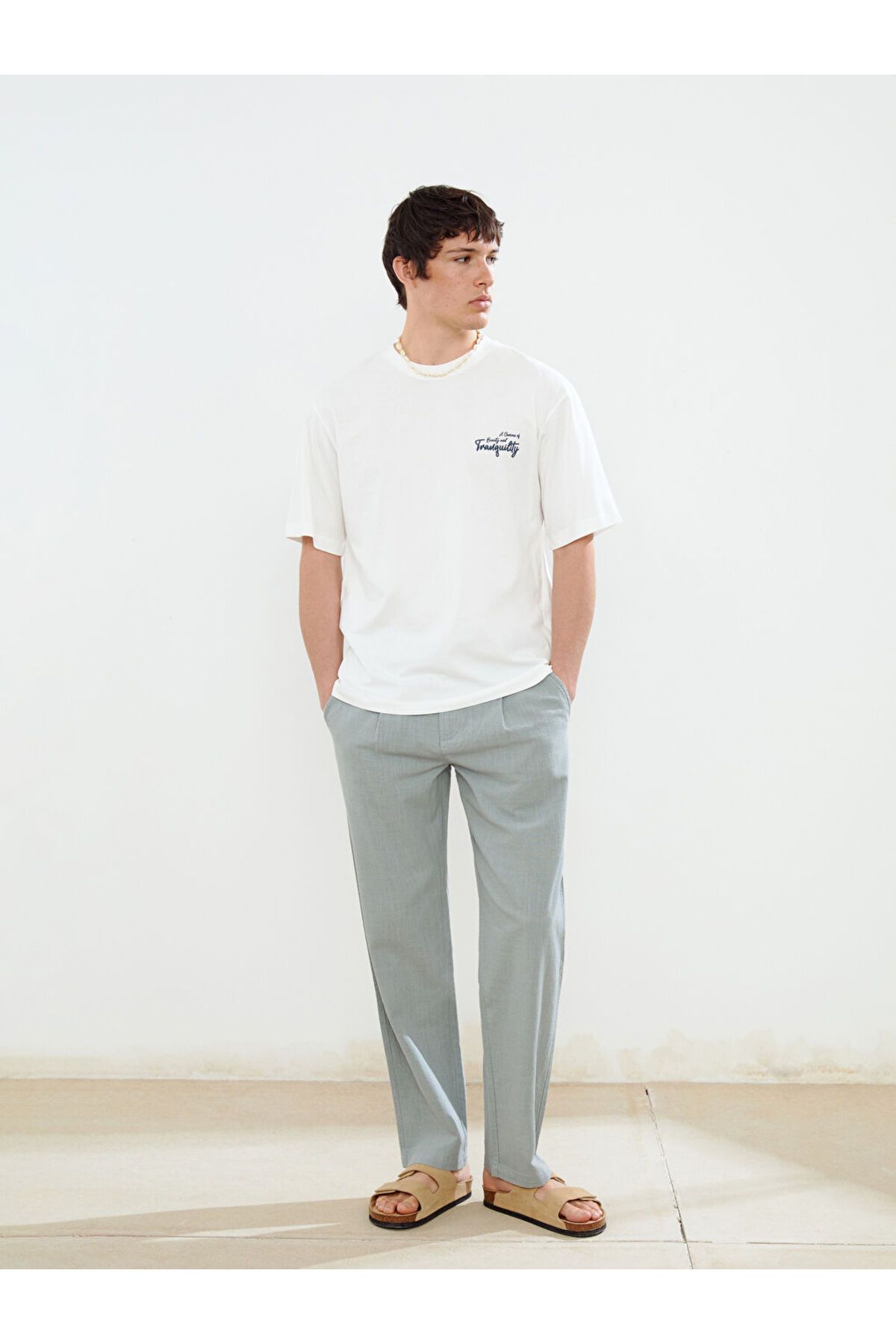 LC Waikiki-New Season Crew Neck εμπριμέ χτενισμένο βαμβακερό ανδρικό Tisort - S5IM10Z8 4