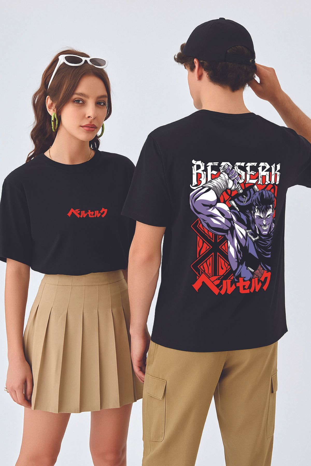 By Caspita Fashion Lenithra Berserk Guts Anime Sırt Baskılı Unisex Oversize Siyah T-shirt