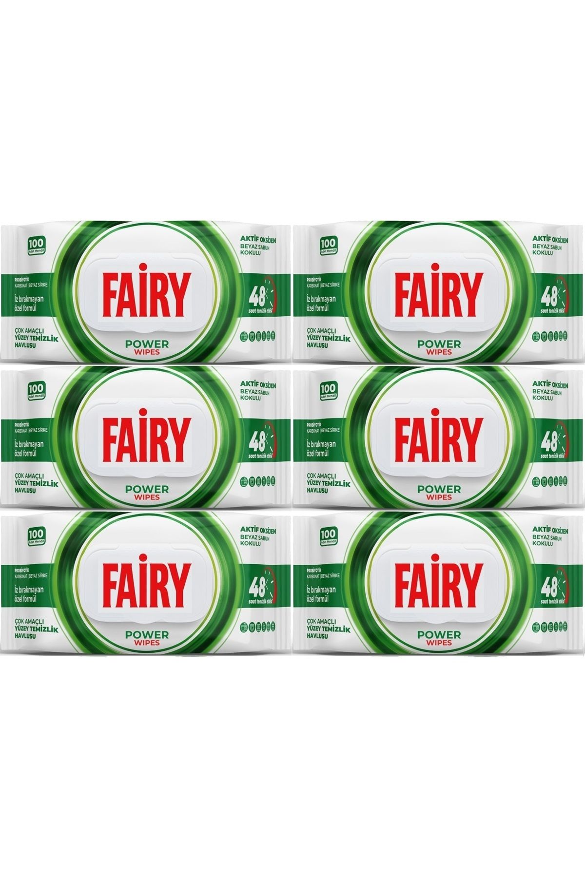 Fairy Yüzey Temizlik Havlusu 100 Yaprak Aktif Oksijen - Beyaz Sirke - Karbonat (6 Lı Set) 600 Yaprak
