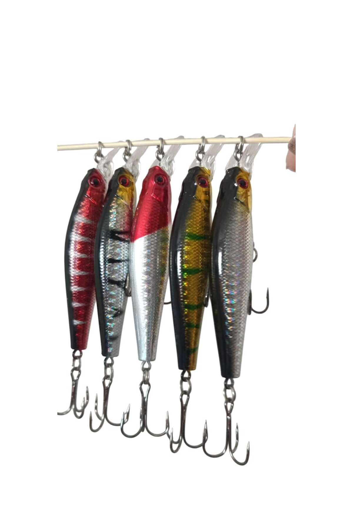 hobidaşım 5’li Floating Minnow Sert Balık Yemi Seti – 8.5 cm, 8.6g, Holografik Renkli, 3D Gözlü