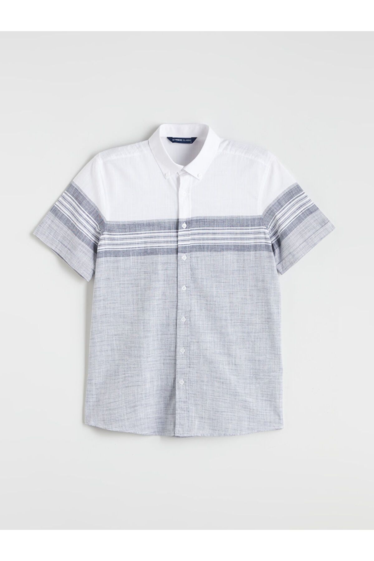 LC Waikiki Regular Fit Kısa Kollu Çizgili Poplin Erkek Gömlek