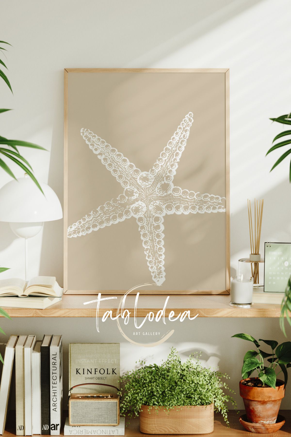 tablodea Bohem Denizyıldızı Temalı Çerçeveli Poster Tablo Minimalist Dekoratif Pinterest Modern Duvar Tablosu