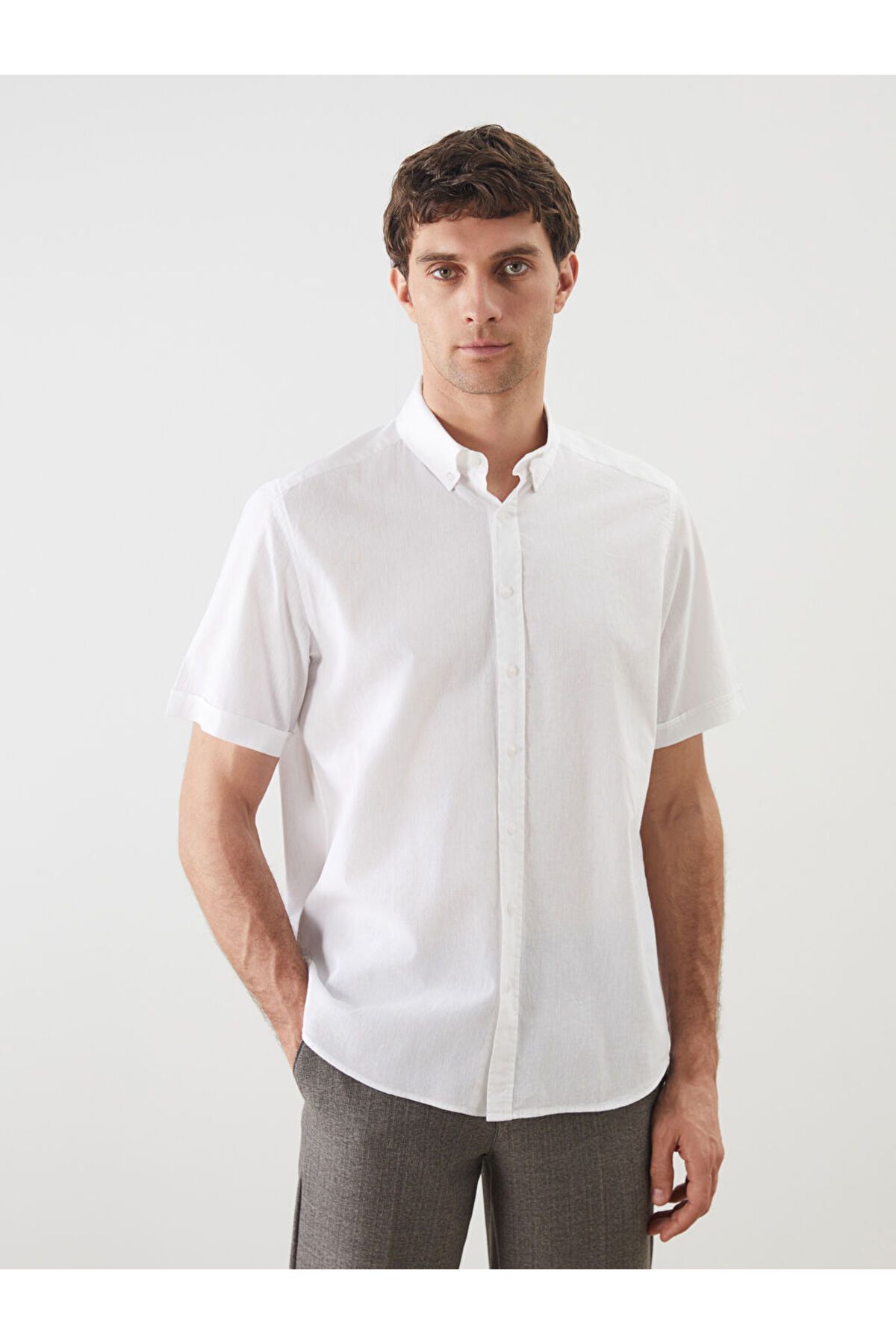 LC Waikiki Regular Fit Keten Karışımlı Erkek Gömlek