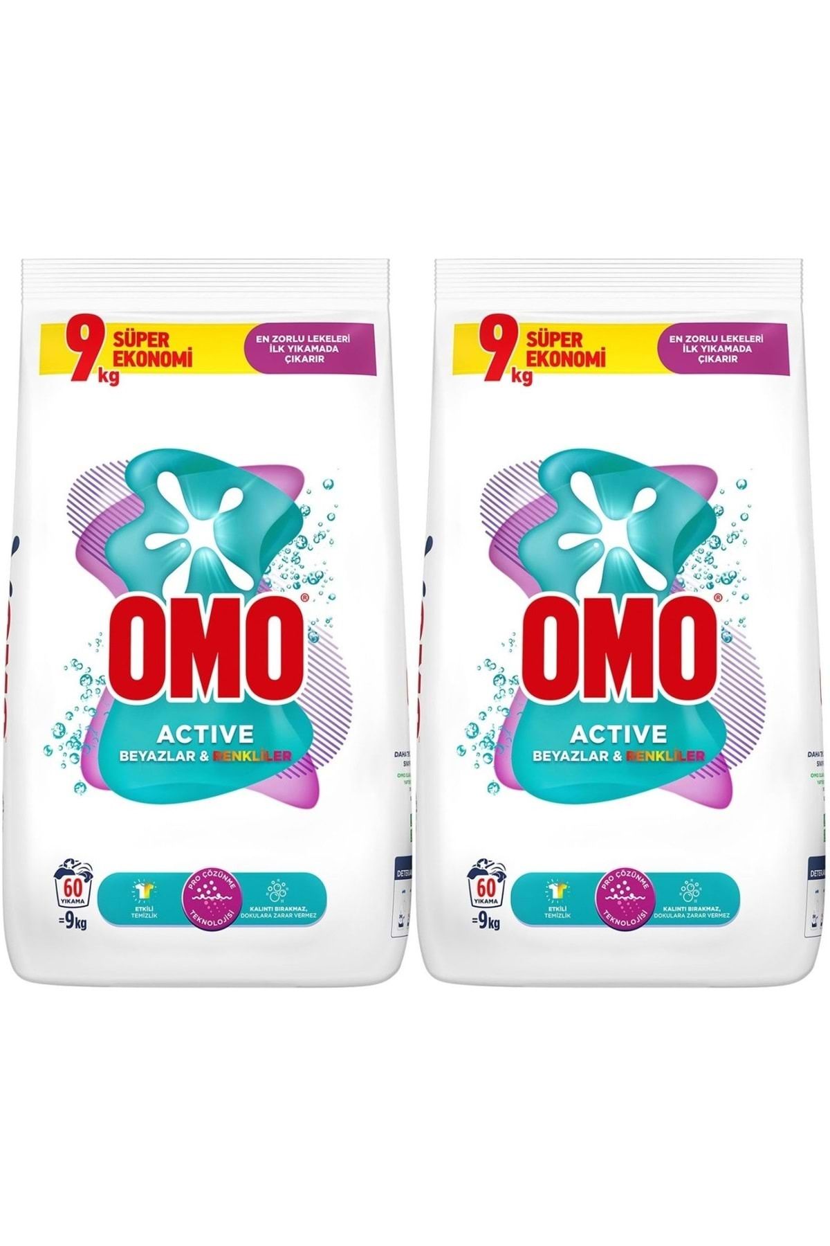 Omo Matik Toz Çamaşır Deterjanı 18KG Beyazlar ve Renkliler (120 Yıkama) (2PK*9KG)