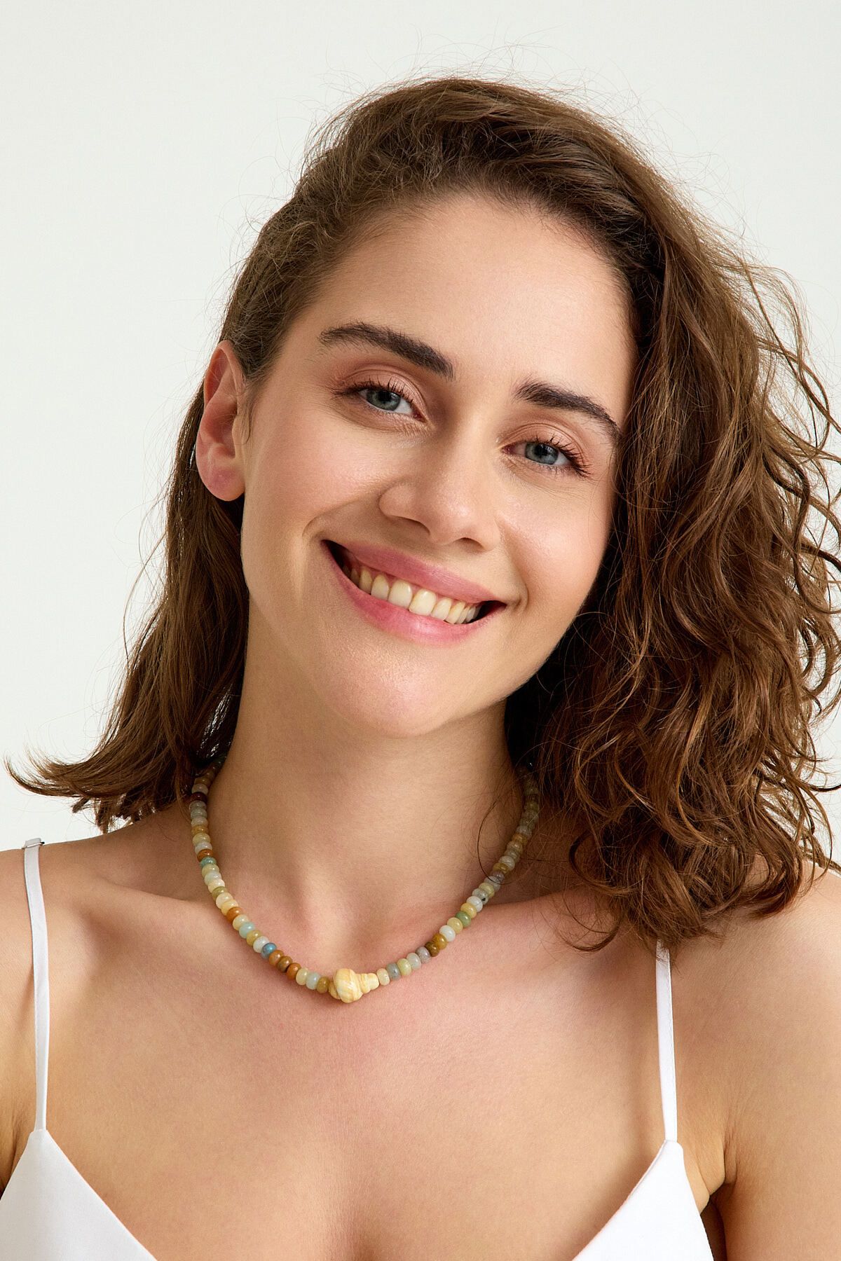 Soa Jewellery Dorea – Amazonit ve Deniz Kabuğu Murano Charm Kolye | Soléna