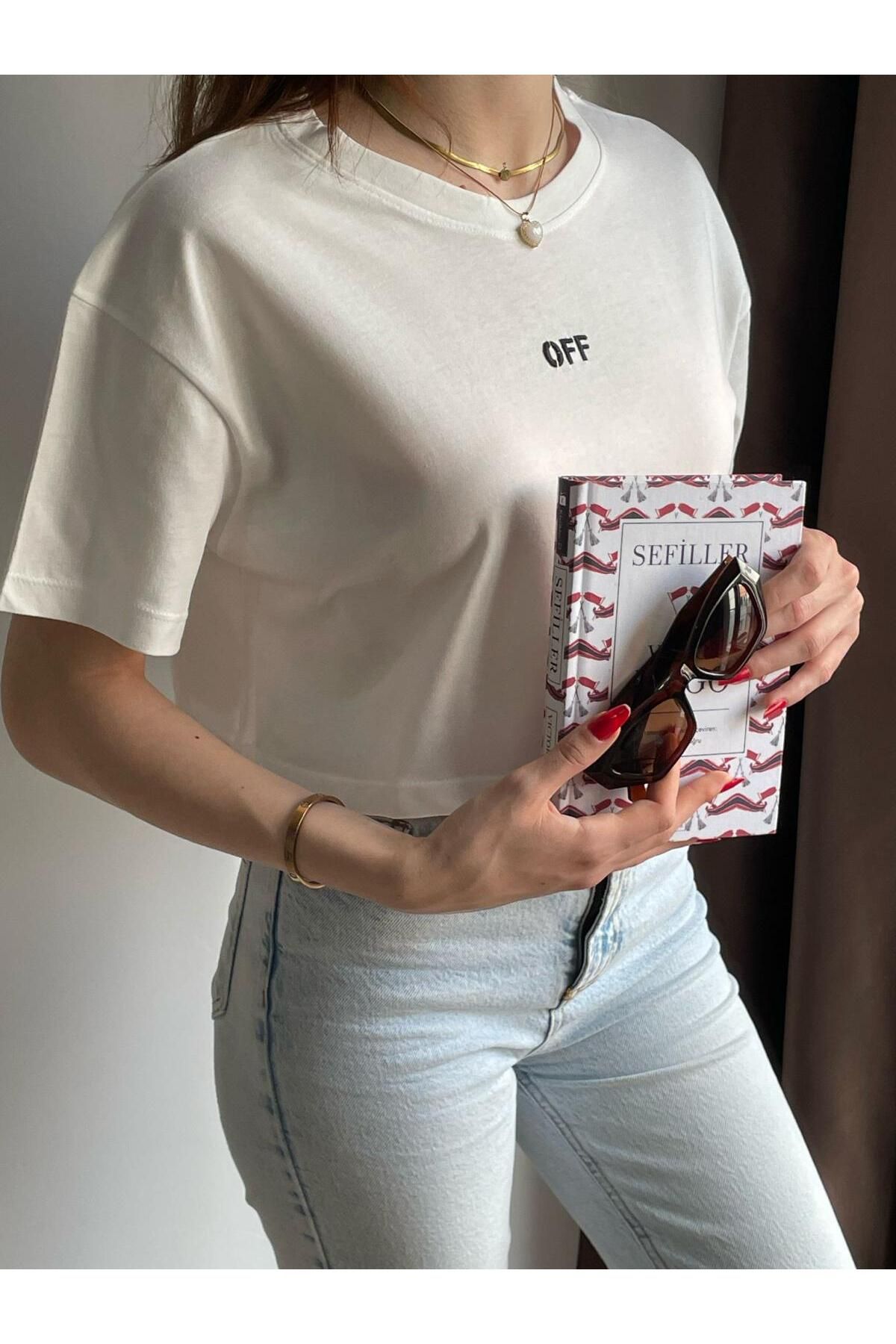 MODA beyaz basic crop tişört