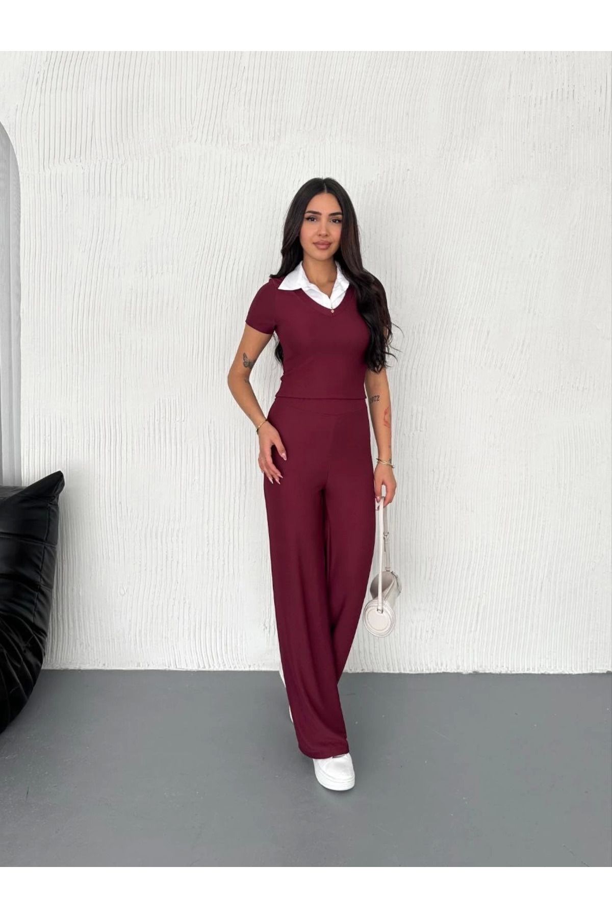 Ekince Kumaş Beyaz Gömlek Yaka Takım S4142