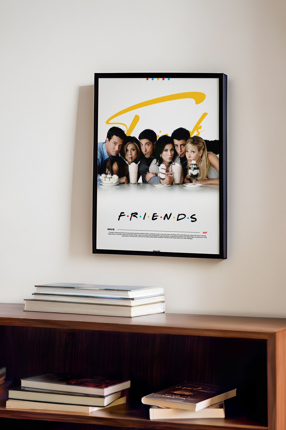 Duvarda Friends Siyah Ahşap Çerçeveli Dizi Duvar Tablosu