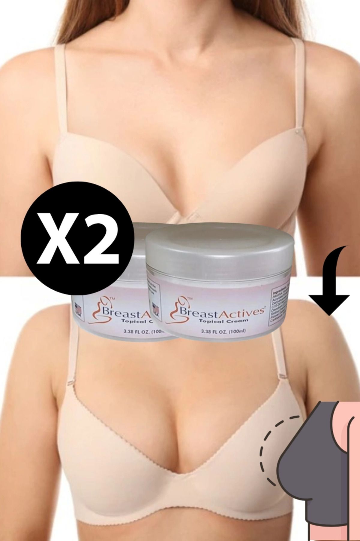 ÇAVDAR Kadınlara Özel Göğüs Aktifleştirici Masaj Bakım Kremi 100 ml 2 adet