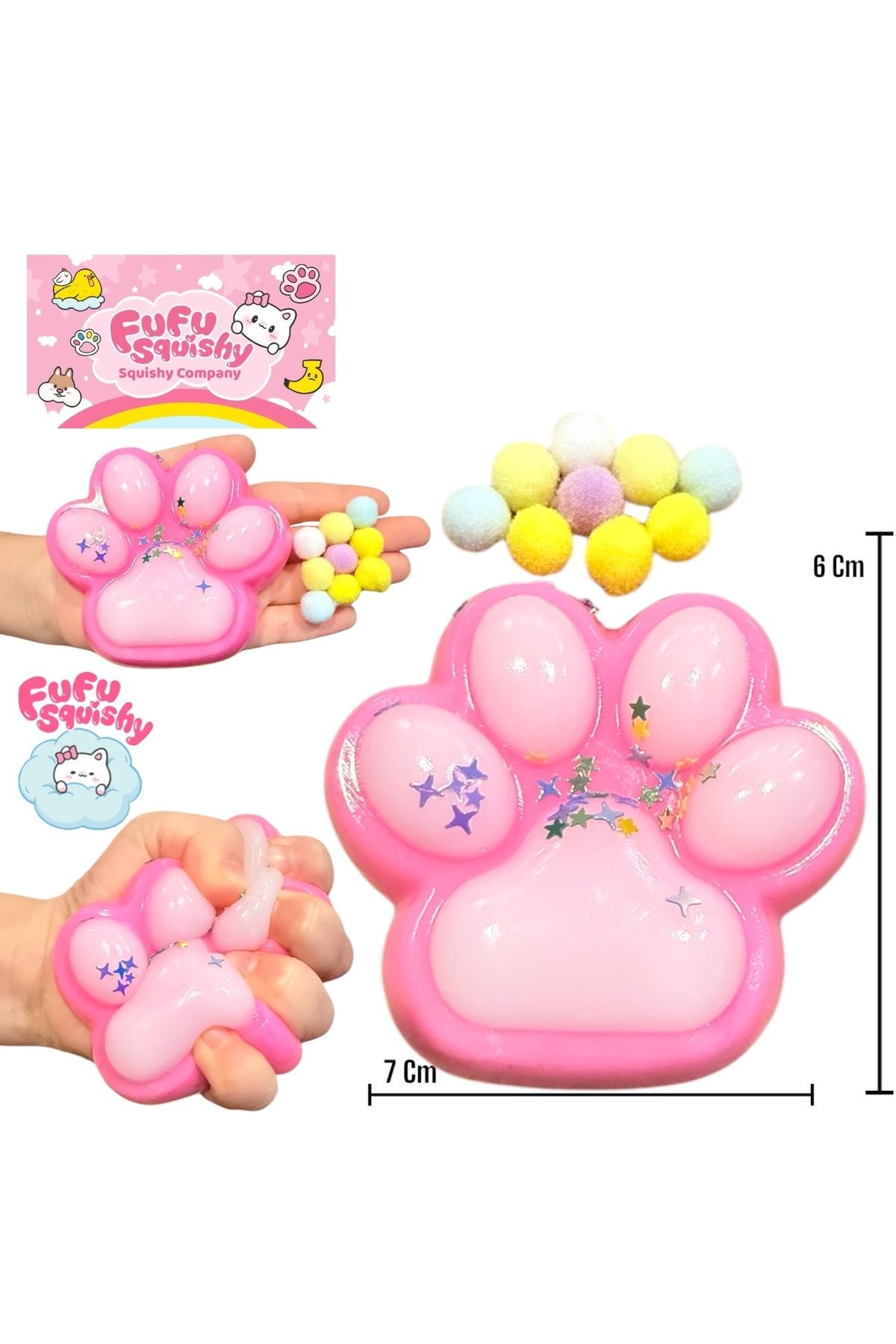 Toys Fu Fu Squishy Pati Figür Taba Sukuşi Pullu Stres Asmr Oyuncak Pembe Byz 7 Cm