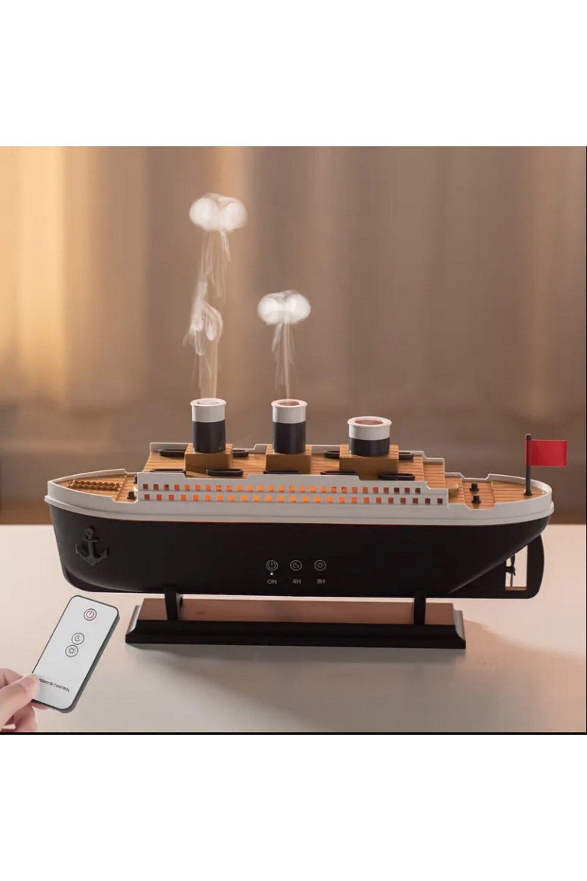 LEERFEI Titanic Gemi Hava Nemlendirici Fonksiyonlu Buhar Makinesi Kumandalı