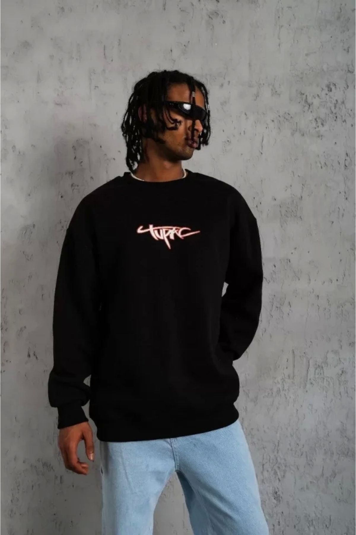 Butik Erkek 3 İplik Gangster Baskılı Sweatshirt - Siyah