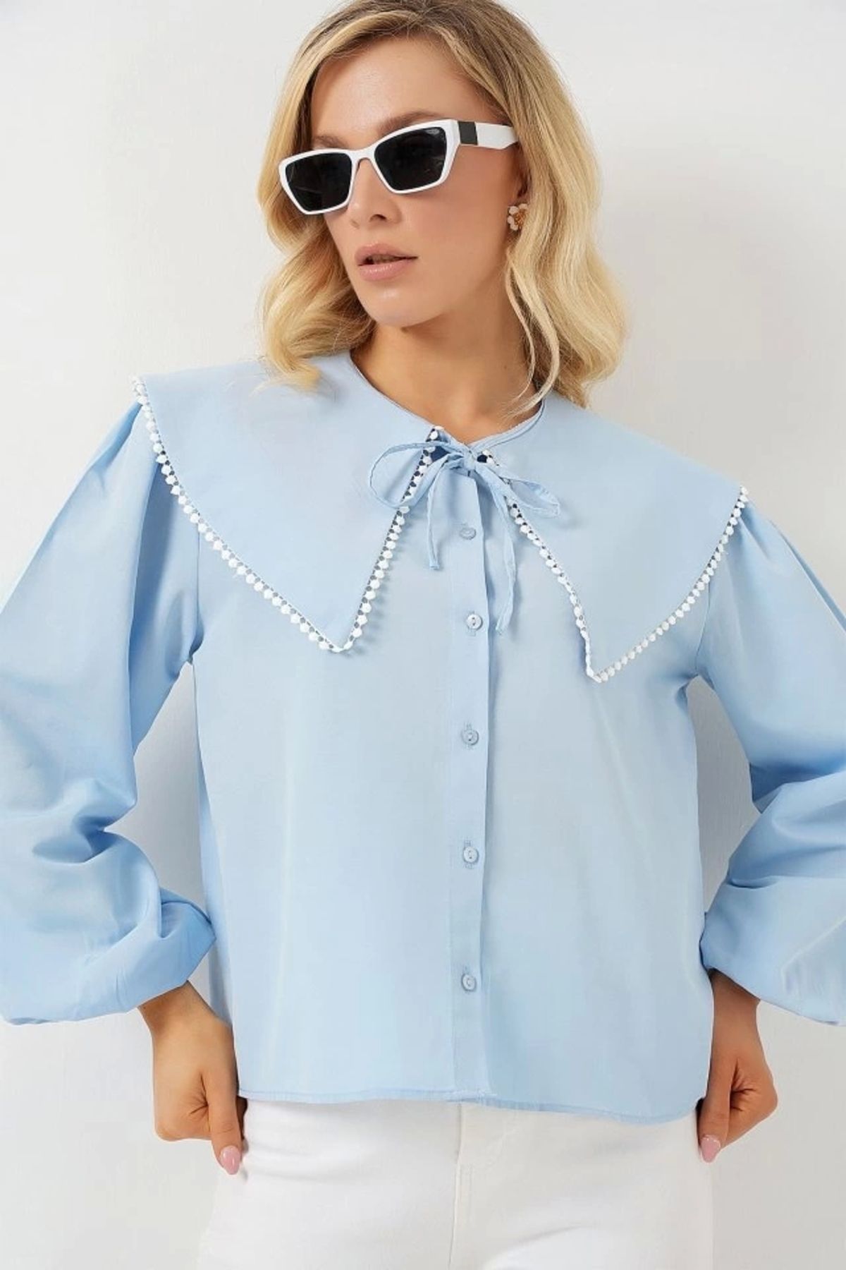 Butik Bebe Yaka Gömlek 20314 - Mavi