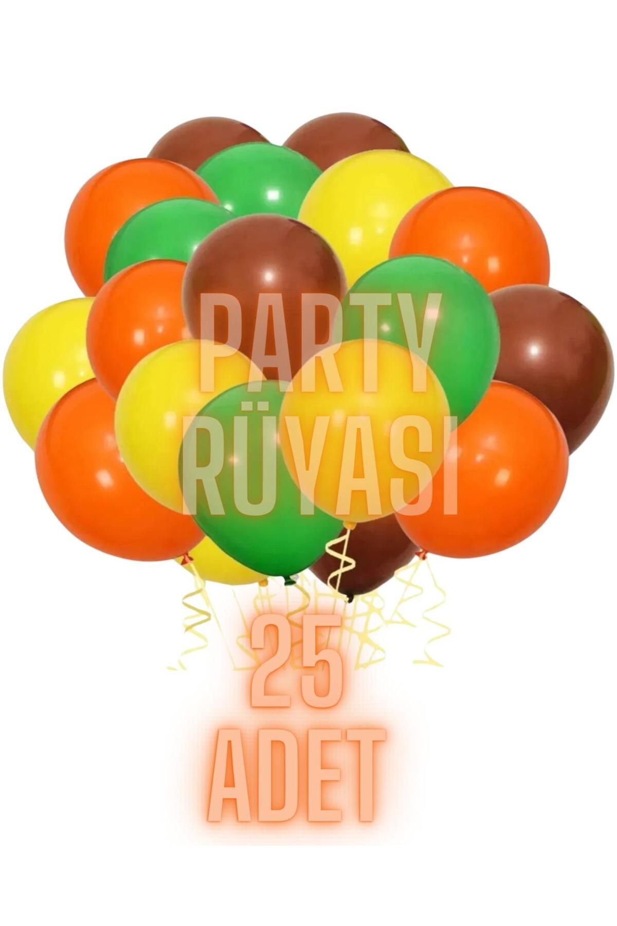 partyrüyası 25 Adet Safari Temalı Düz Metalik Balon 12 Inç Metalik Ekstra Parlak Renk