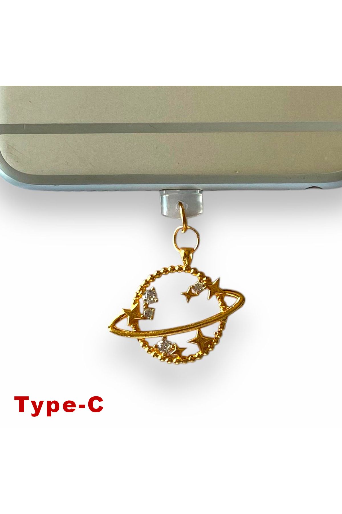 BK Design Type-C Çelik Takı Figürlü Telefon Uyumlu Şarj Portu Toz Tıpası Toz Tıkacı Charm TCGL4025