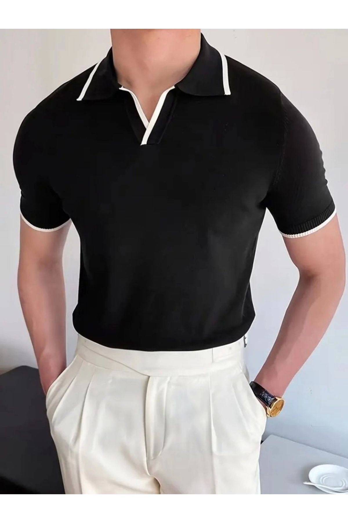 Butik Erkek Uzun Kollu Yakalı Triko Bluz