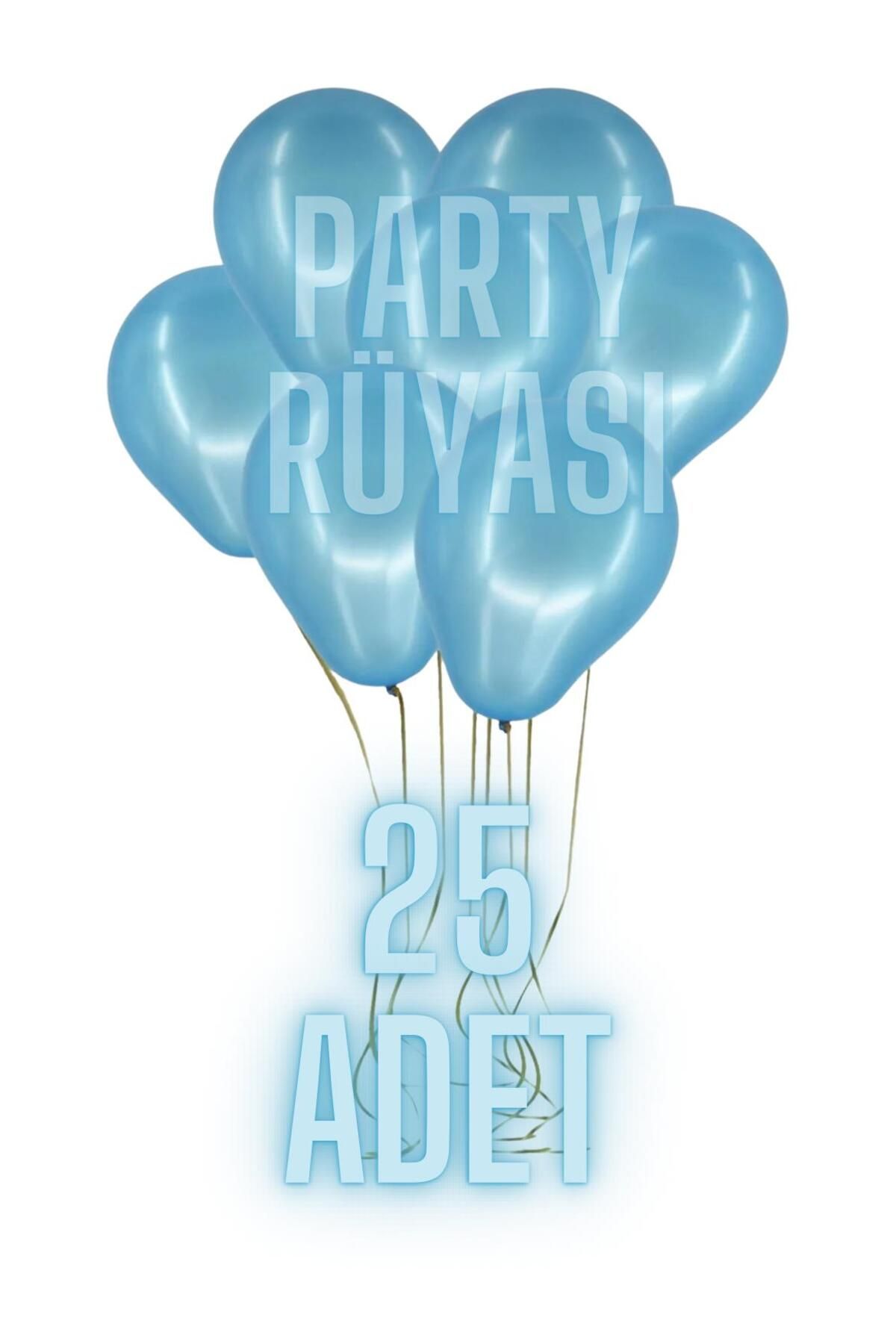 partyrüyası 25 Adet Mavi Metalik Balon 12 Inç Metalik Ekstra Parlak Renk