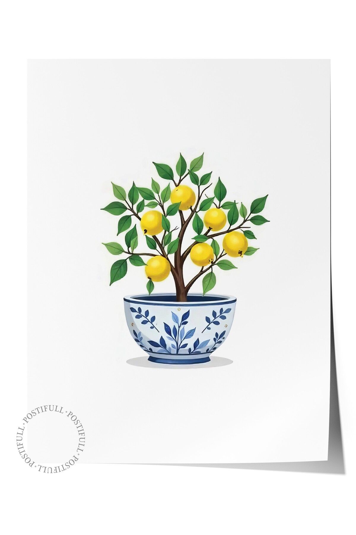 Postifull Çerçevesiz Duvar Posteri, Limon Ağacı, İllüstrasyon, Sarı Renk Poster, 2025 Yaz Seçkisi, NO:109499