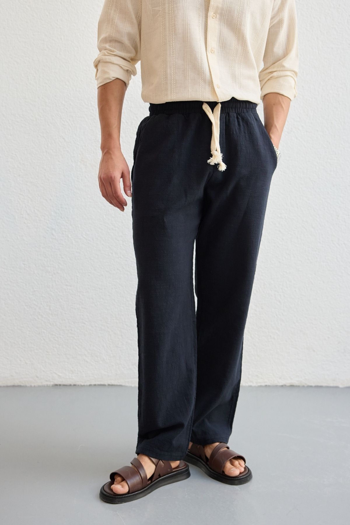 Livio Ferri Abay Erkek Keten İpli Baggy Pantolon
