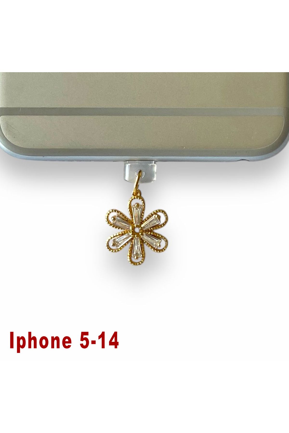 BK Design Iphone 5-14 Uyumlu Çelik Takı Figürlü Telefon Şarj Portu Toz Tıpası Toz Tıkacı Charm IPGL4021