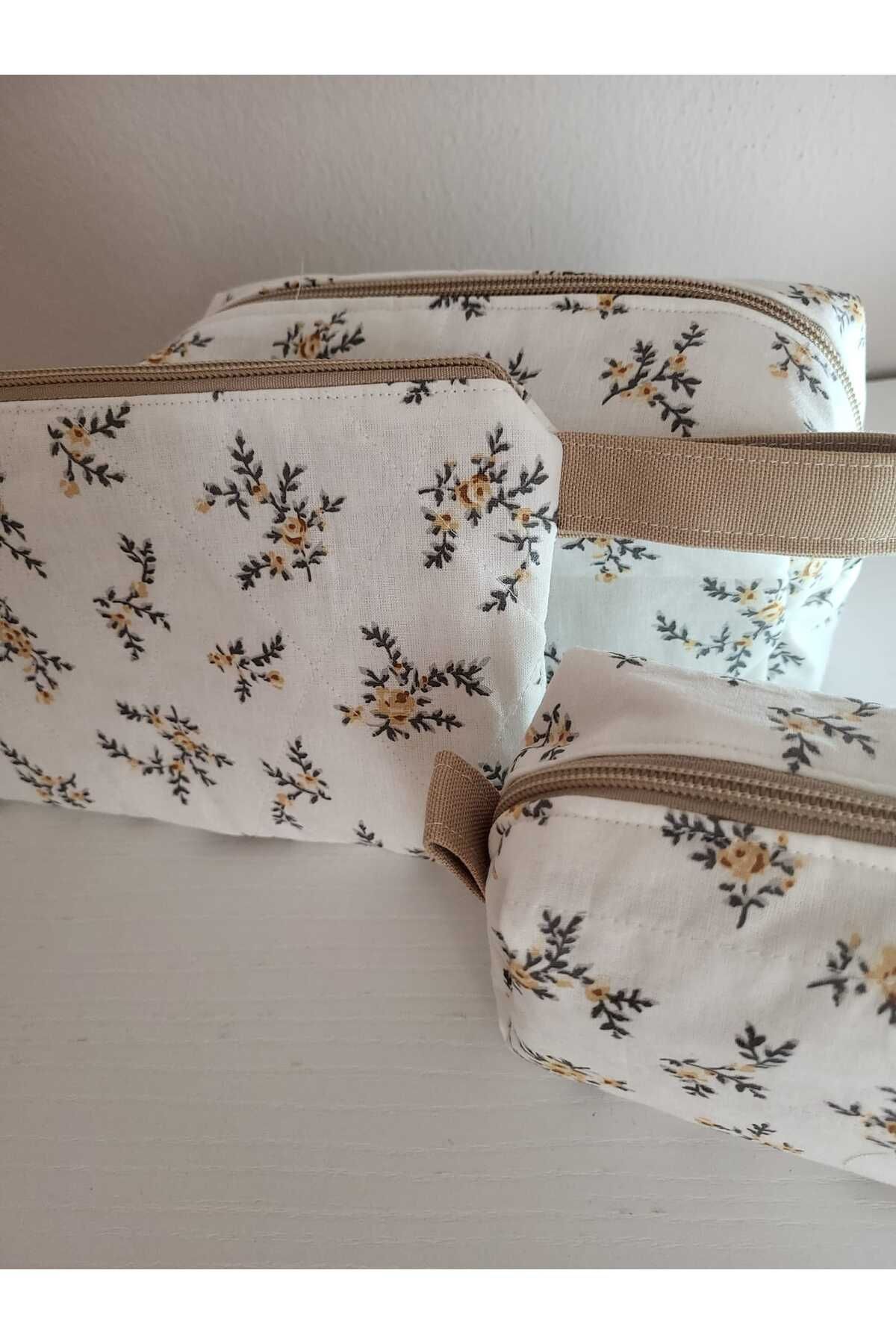 Butik 3lü makyaj ve seyahat çantası seti