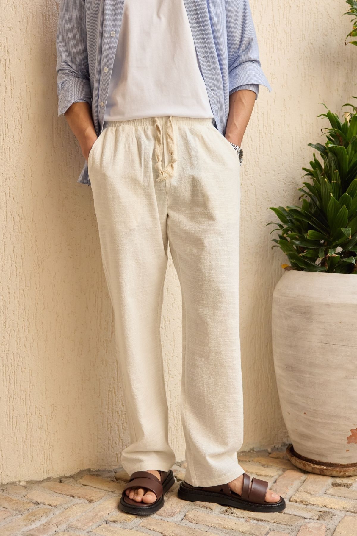 Livio Ferri Abay Erkek Keten İpli Baggy Pantolon