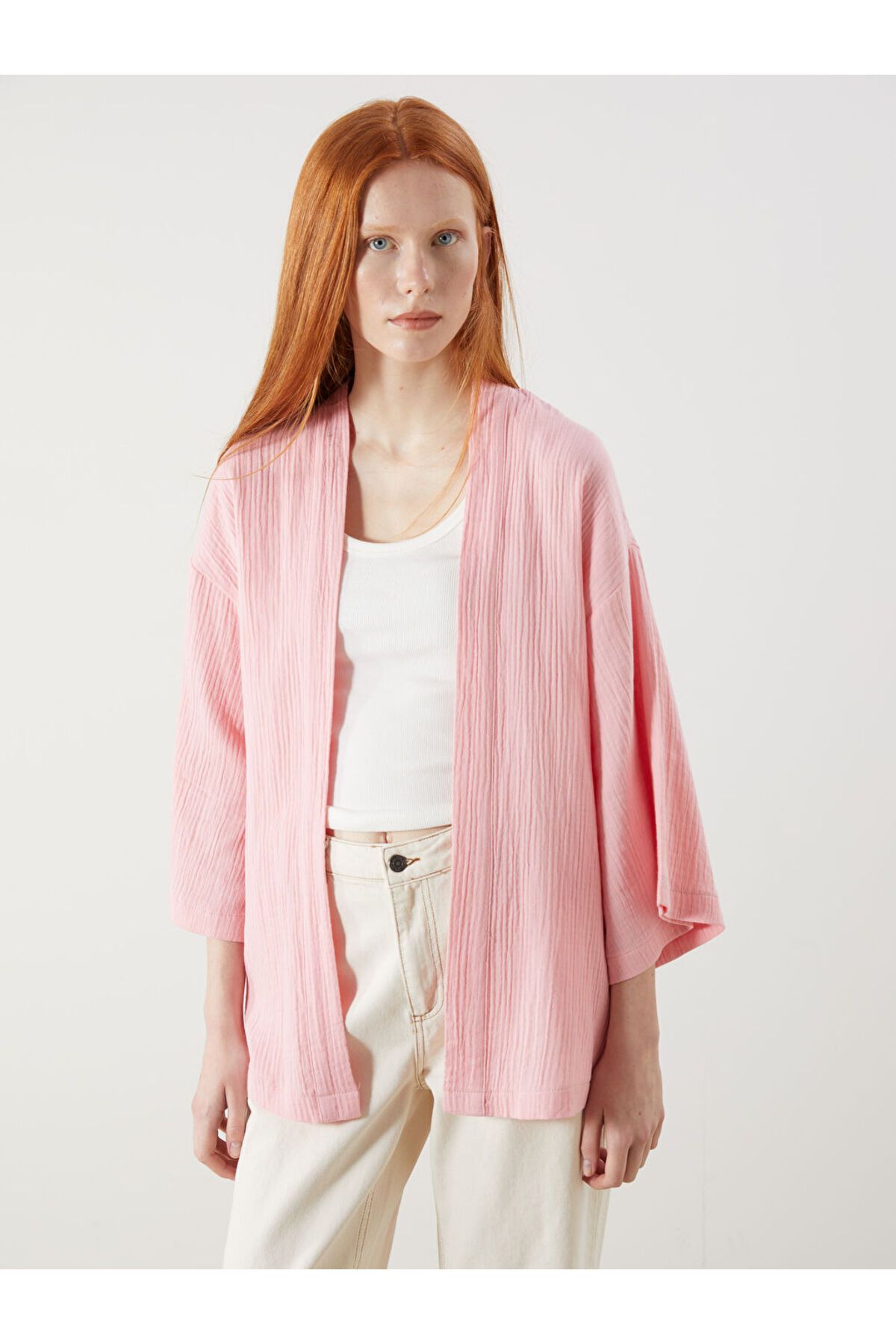 LC Waikiki Şal Yaka Dokulu Oversize Kadın Kimono