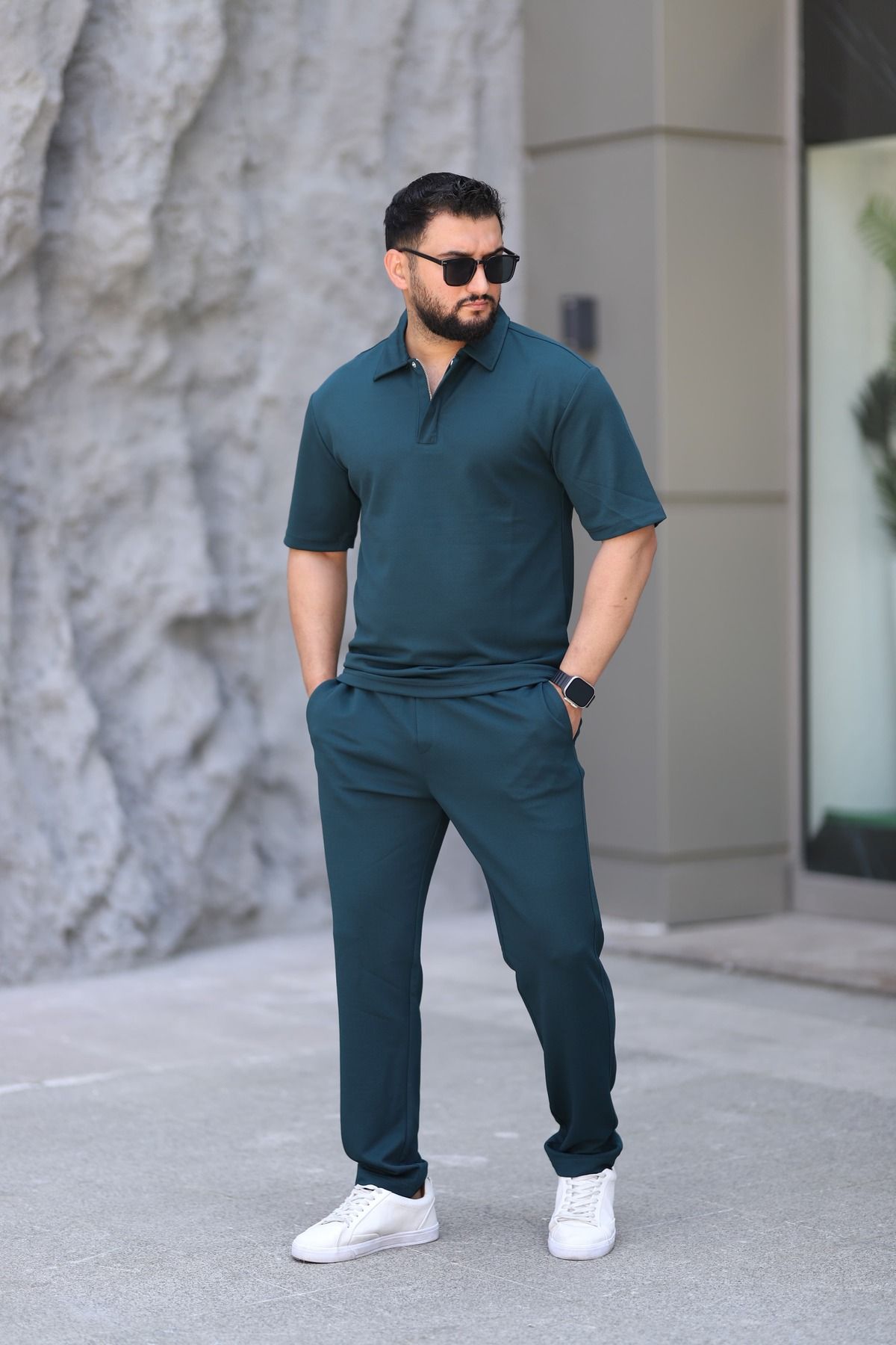cto your style Erkek Polo yaka tişört rahat kesim fermuar çıt çıtlı detaylı alt üst takım