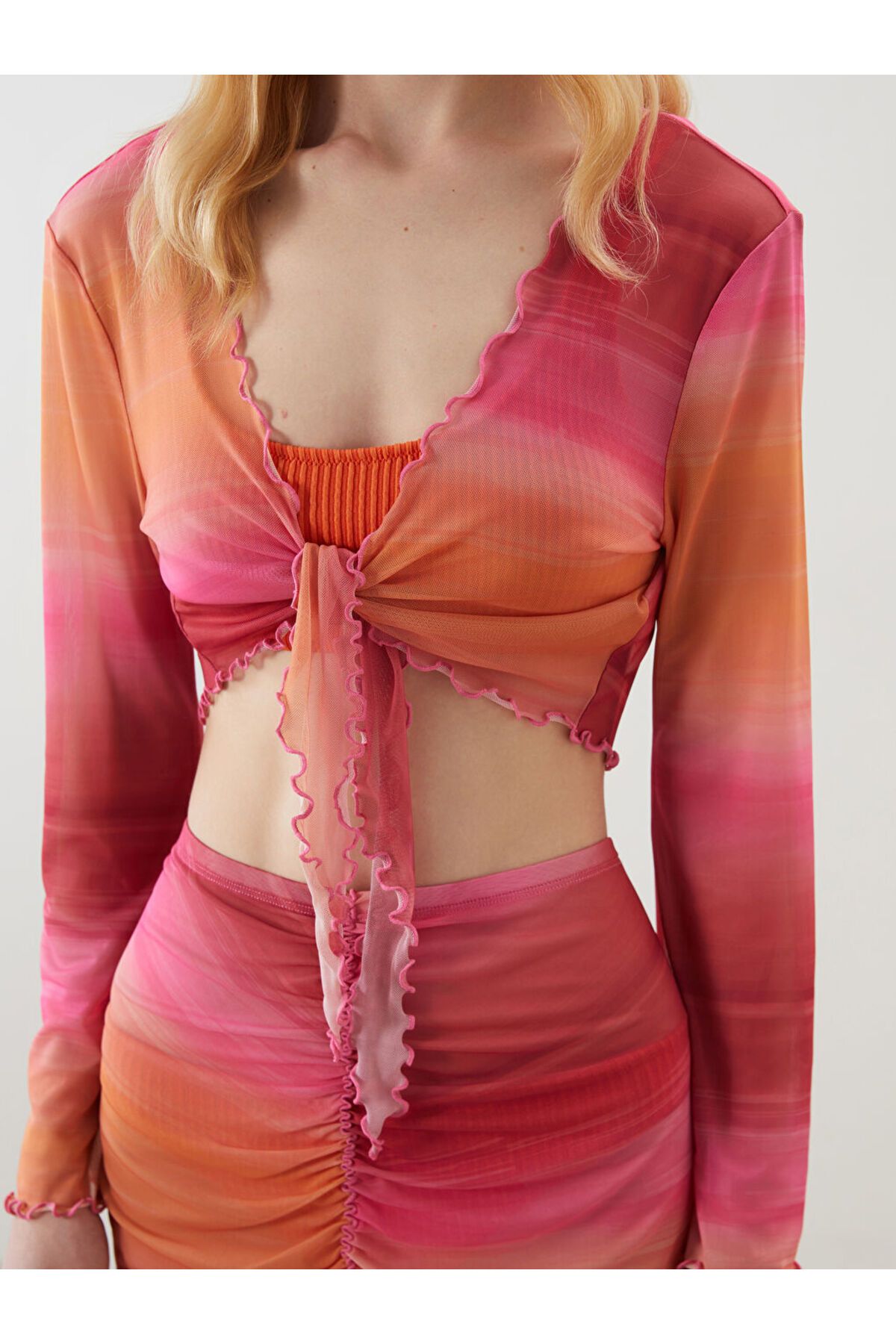 LC Waikiki-Tie Dye Patterned Blouse and Skirt Beach Set 3