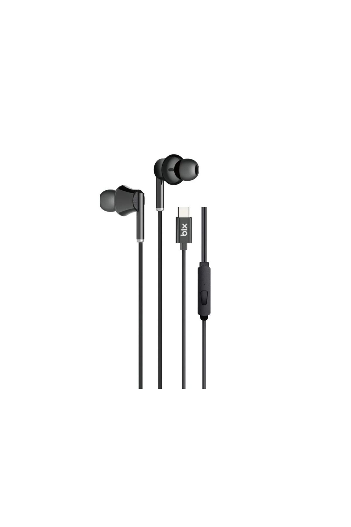 Bix HF01C Type-C 14mm Extra Bass Özellikli Mikrofonlu Kulak içi Kulaklık Siyah