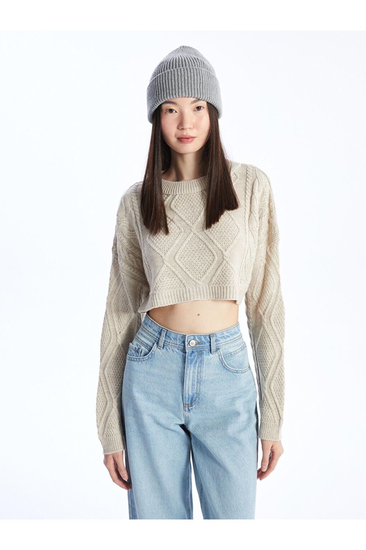LC Waikiki Örme Crop Kazak Bgt04