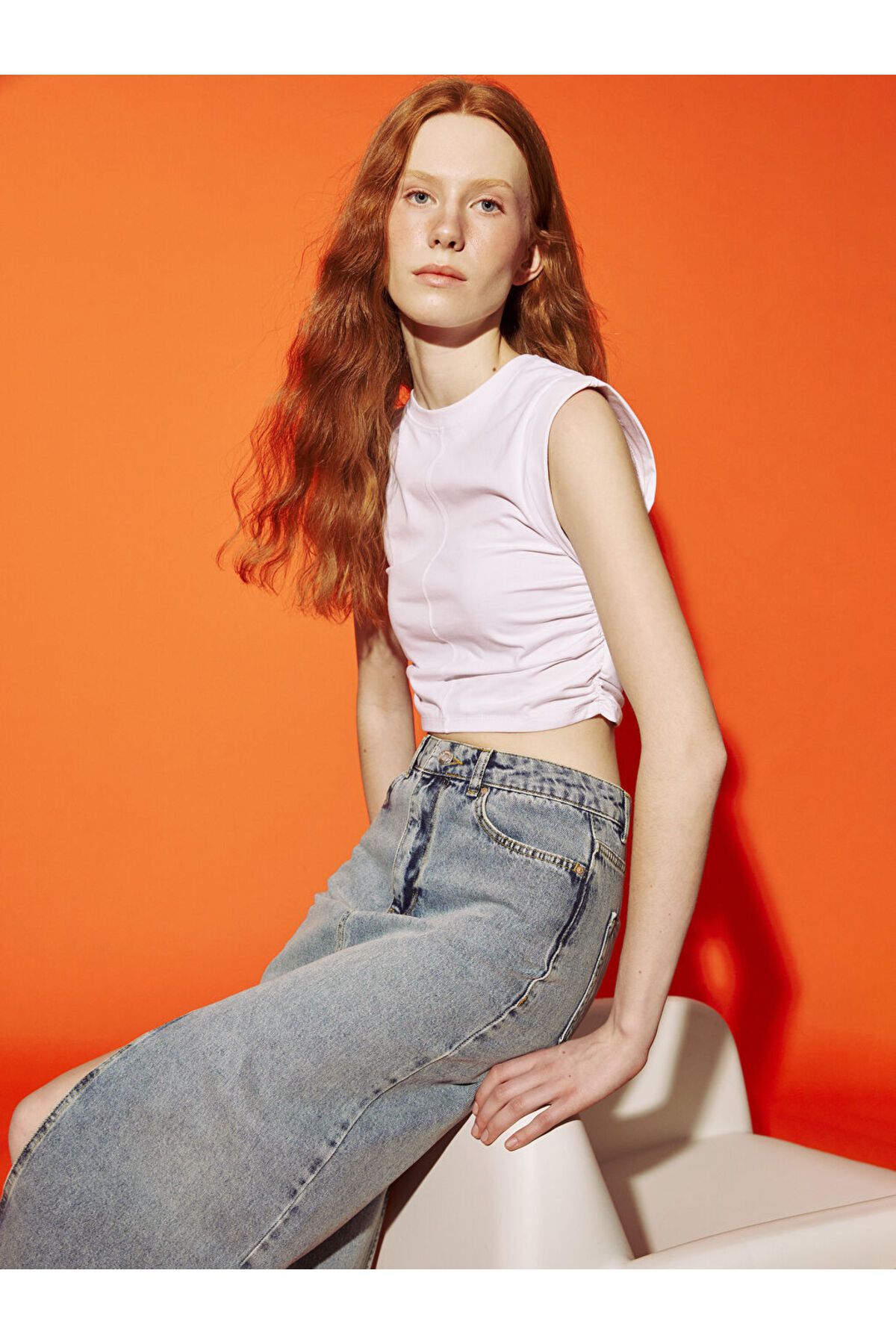 LC Waikiki LCW Bisiklet Yaka Büzgülü Crop