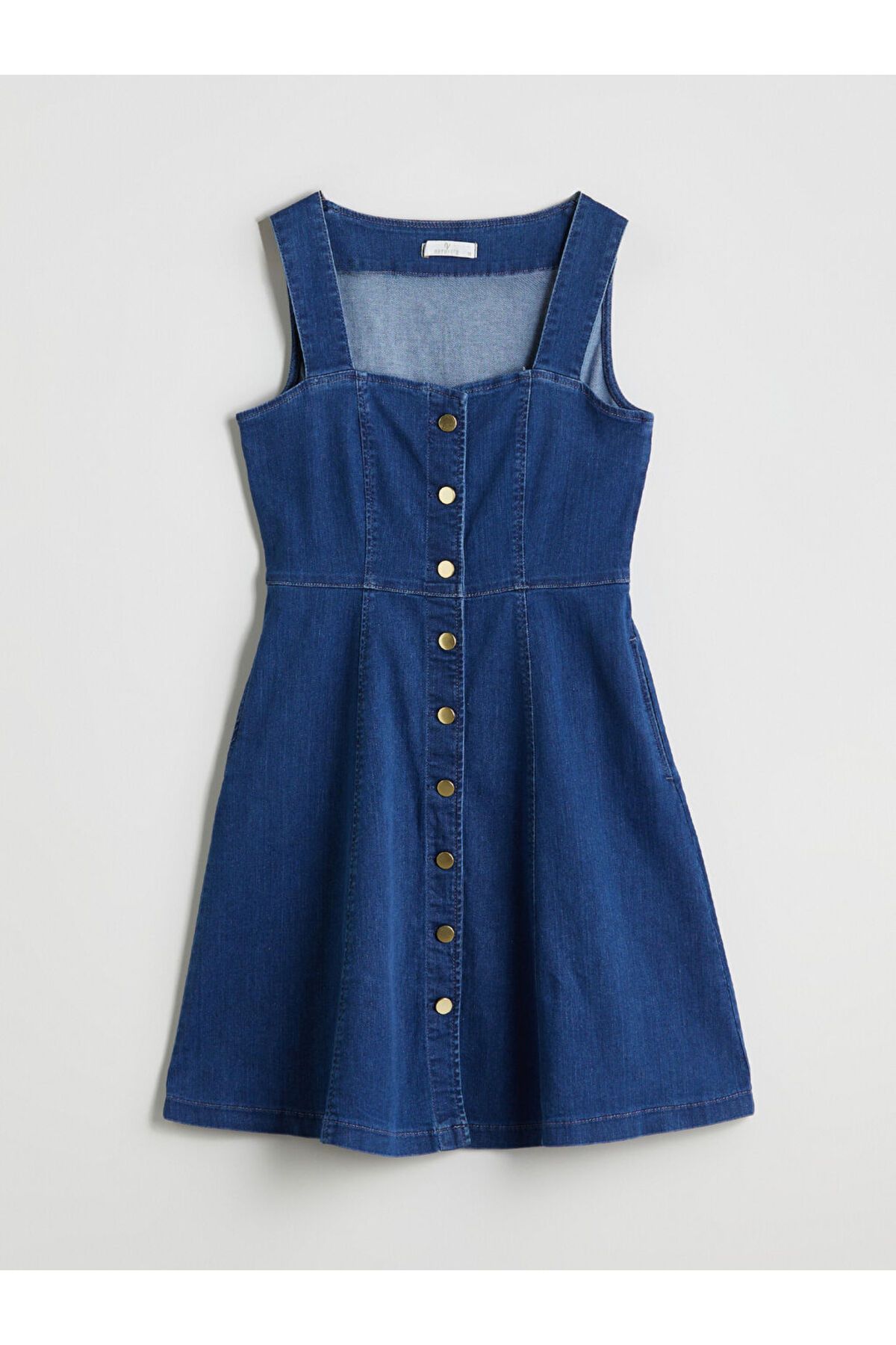 LC Waikiki LCW Kalp Yaka Belden Oturtmalı Mini Jean Elbise