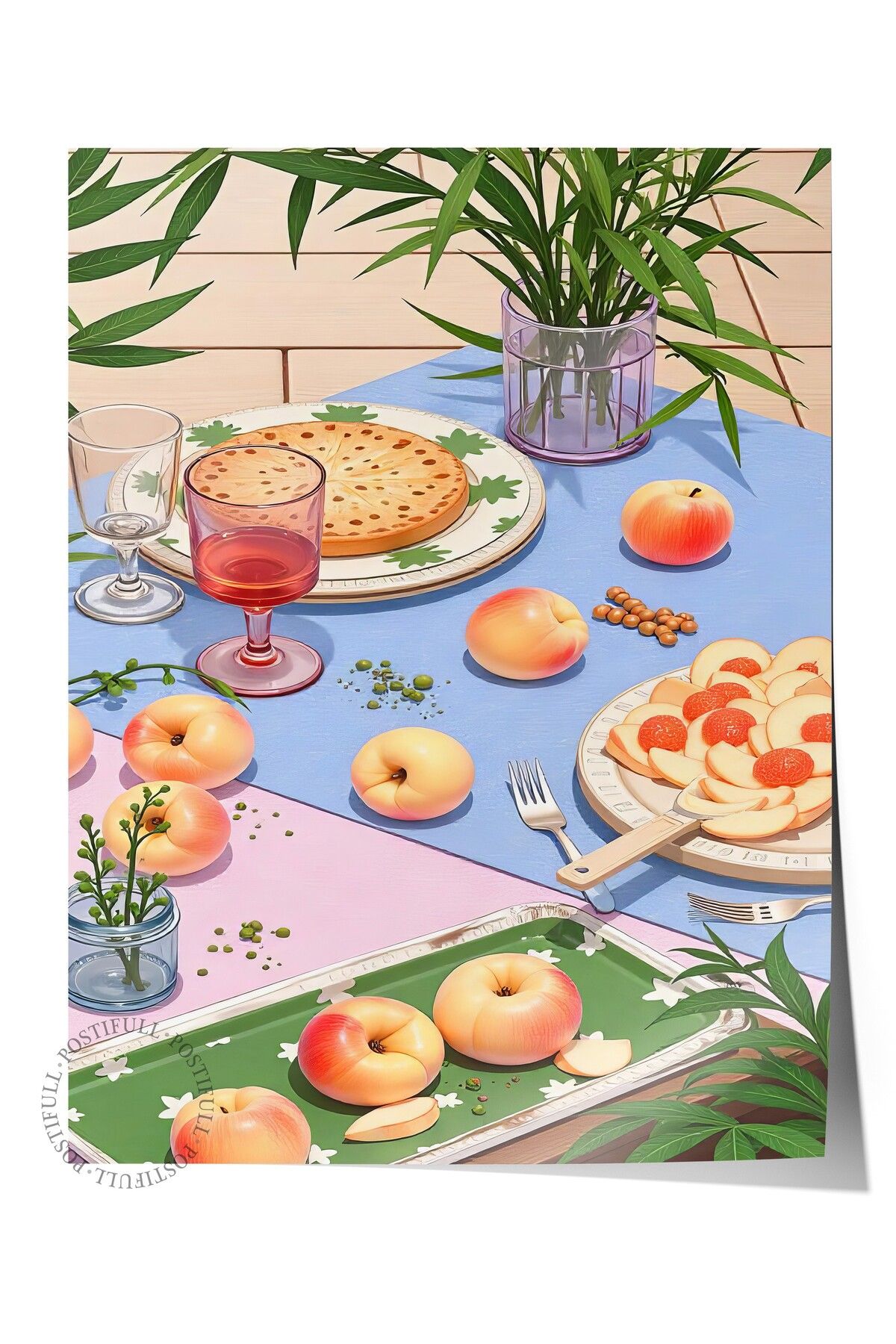 Postifull Çerçevesiz Duvar Posteri, Piknik, İllüstrasyon, Maximalist, sarı Renk Poster, 2025 Yaz Seçkisi, NO:1