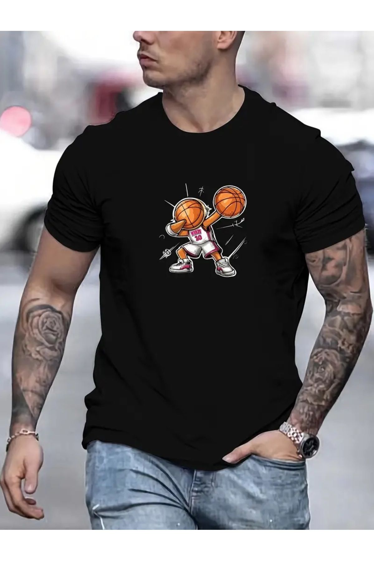 qubo sportswear & company qubo Unisex Oversize Baskılı Pamuklu Bisiklet Yaka Kısa Kollu SİYAH T-shirt