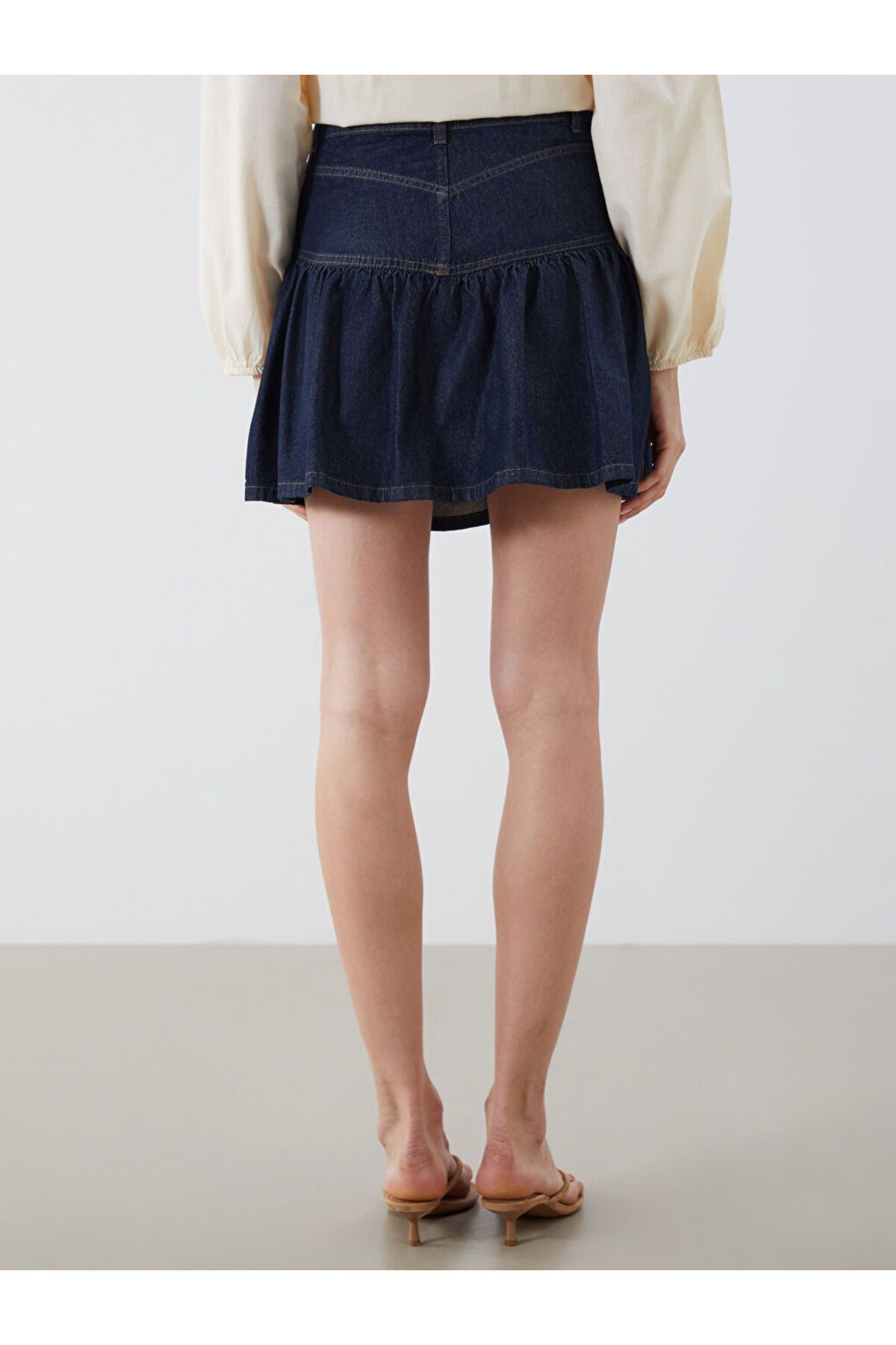 LC Waikiki-Sparkling Selections from Shining Store |   Indigo Standard Fit Ruffled Mini Jean Skirt 4