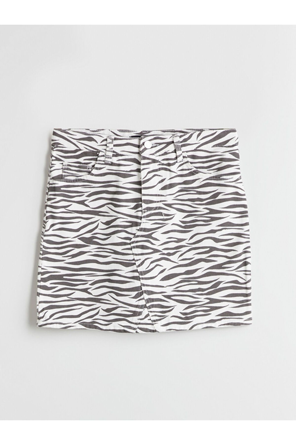 LC Waikiki-Tight Fit Zebra Patterned Mini Jean Skirt 5