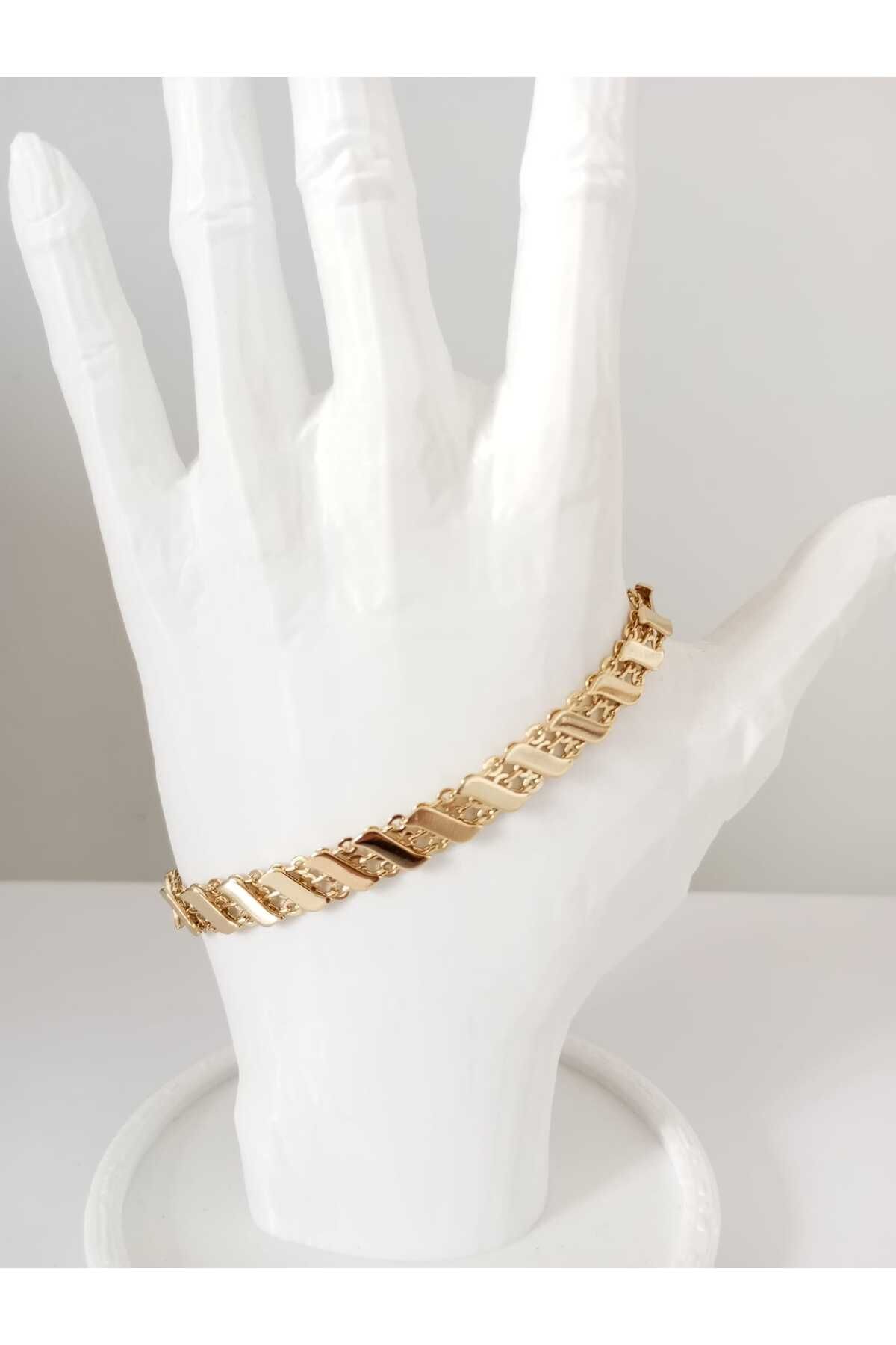 sessjewelry Kadın Çelik Gold 14 K Altın Kaplma Bileklik Kararma Solma Yapmaz