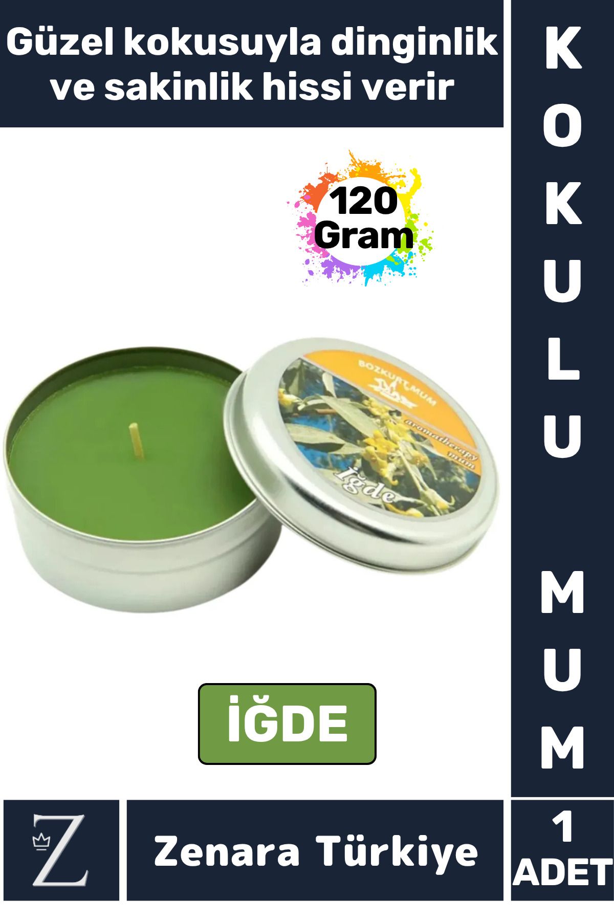 Zenara Özel Metal Kutu Arınma Huzur Meditasyon Yoga Esans Sakinlik Veren Dekoratif Oda Kokusu Mum 120 Gram