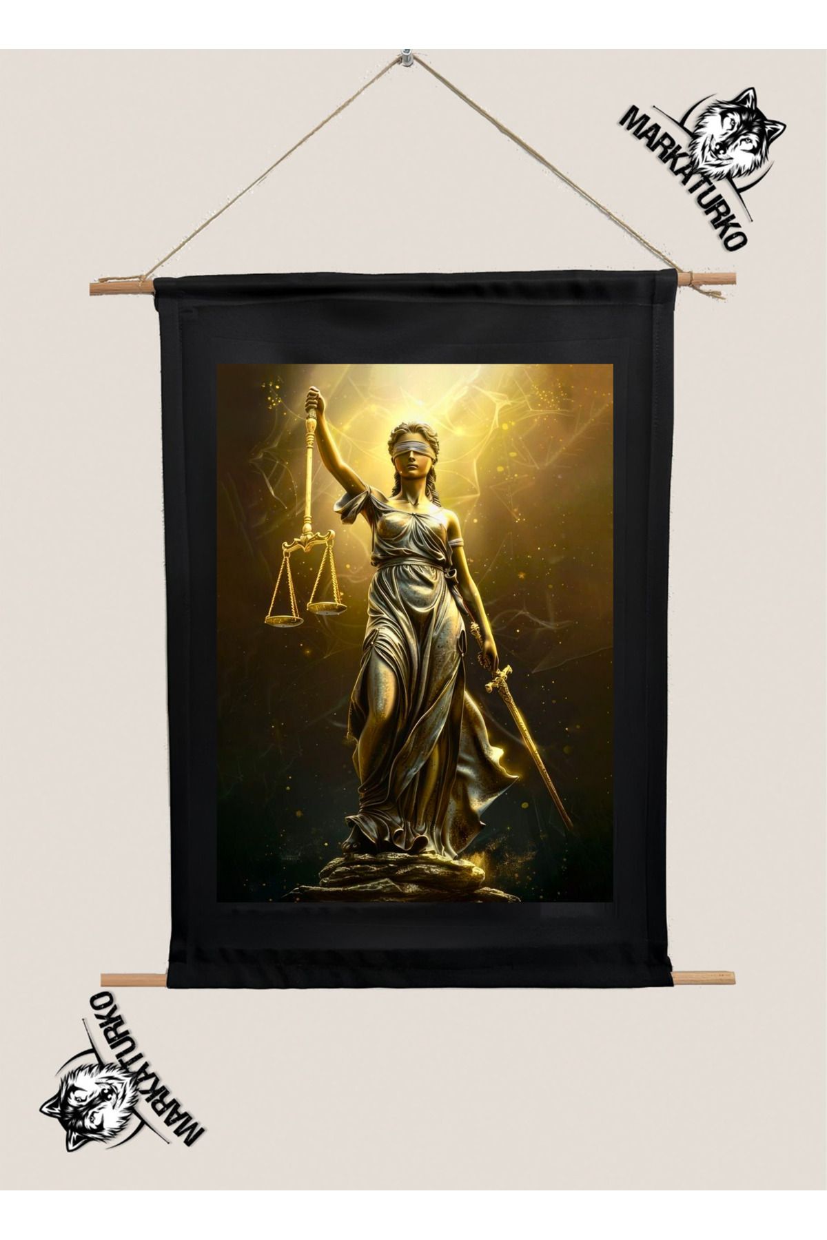 MarkaTurko ADALET TERAZİSİ ÖZEL TASARIM SÜBLİMASYON BASKI TABLO 589010