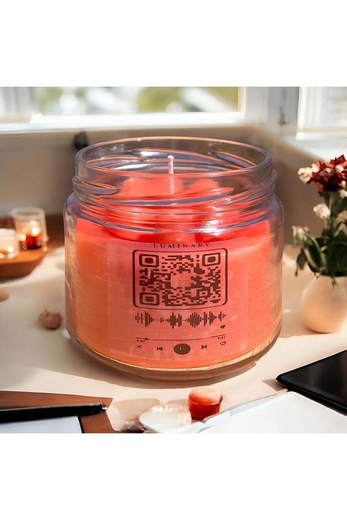 LUMİNARY CANDLE QR Kodlu Müzikli Mum | Vanilya & Amber