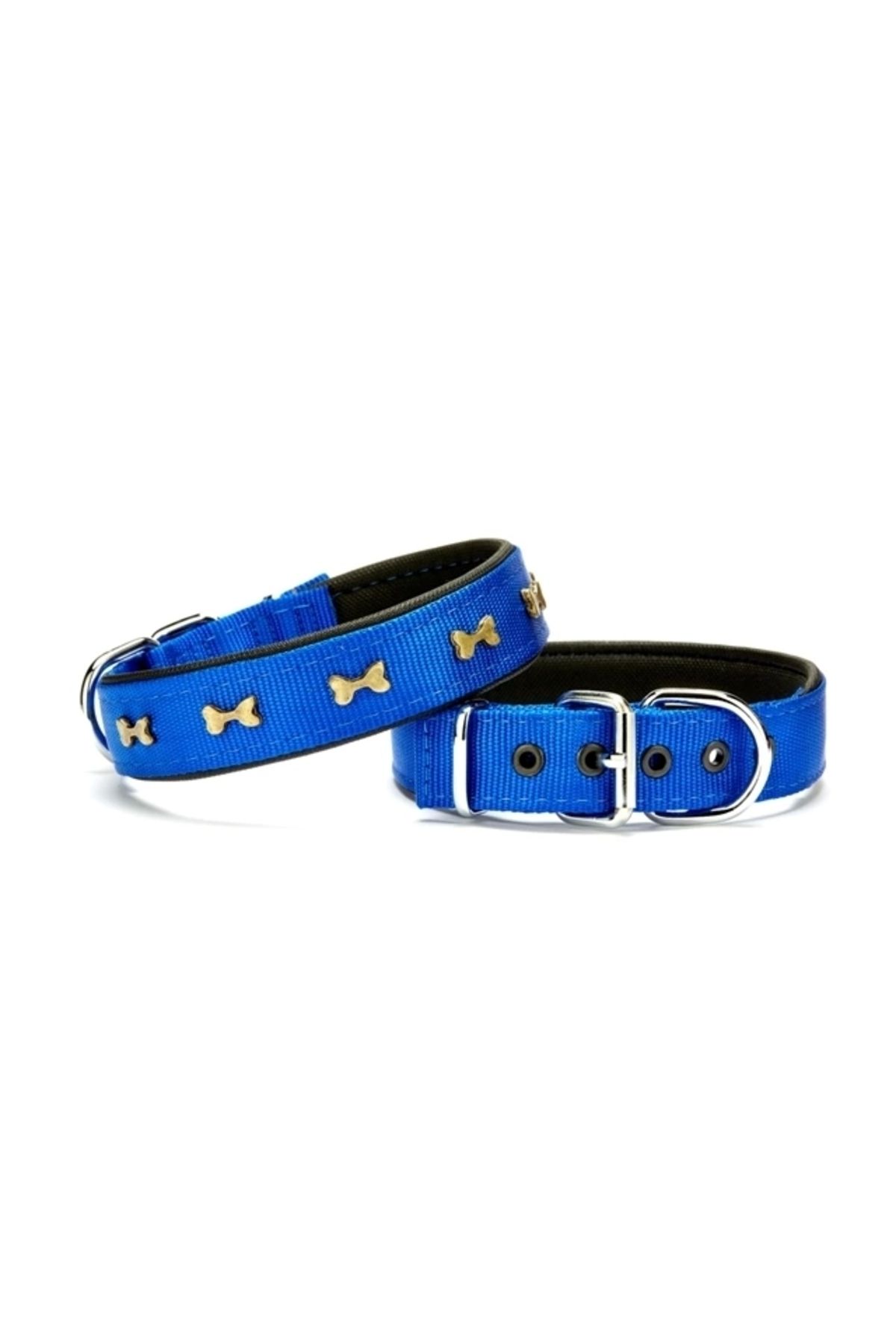 DOGGİ Doggie Kemik Metal Süslü Köpek Tasması 3*55 cm Medium Mavi